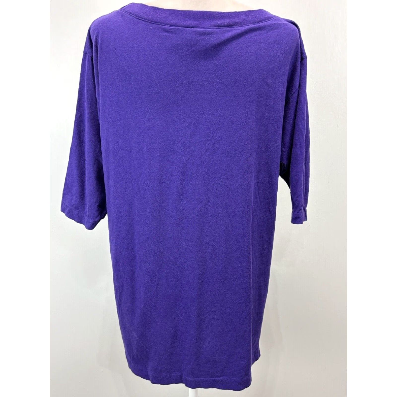 Victoria's Secret VINTAGE Victoria's Secret Purple Floral Embroidered Short Sleeve Sleep Shirt Small Women Size S / US 4 / IT 40 - 3 Thumbnail