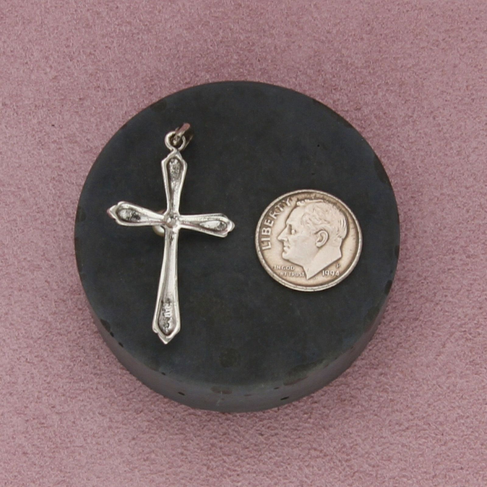 Sterling Silver sterling silver vintage marcasite pearl cross pendant Size ONE SIZE - 2 Thumbnail