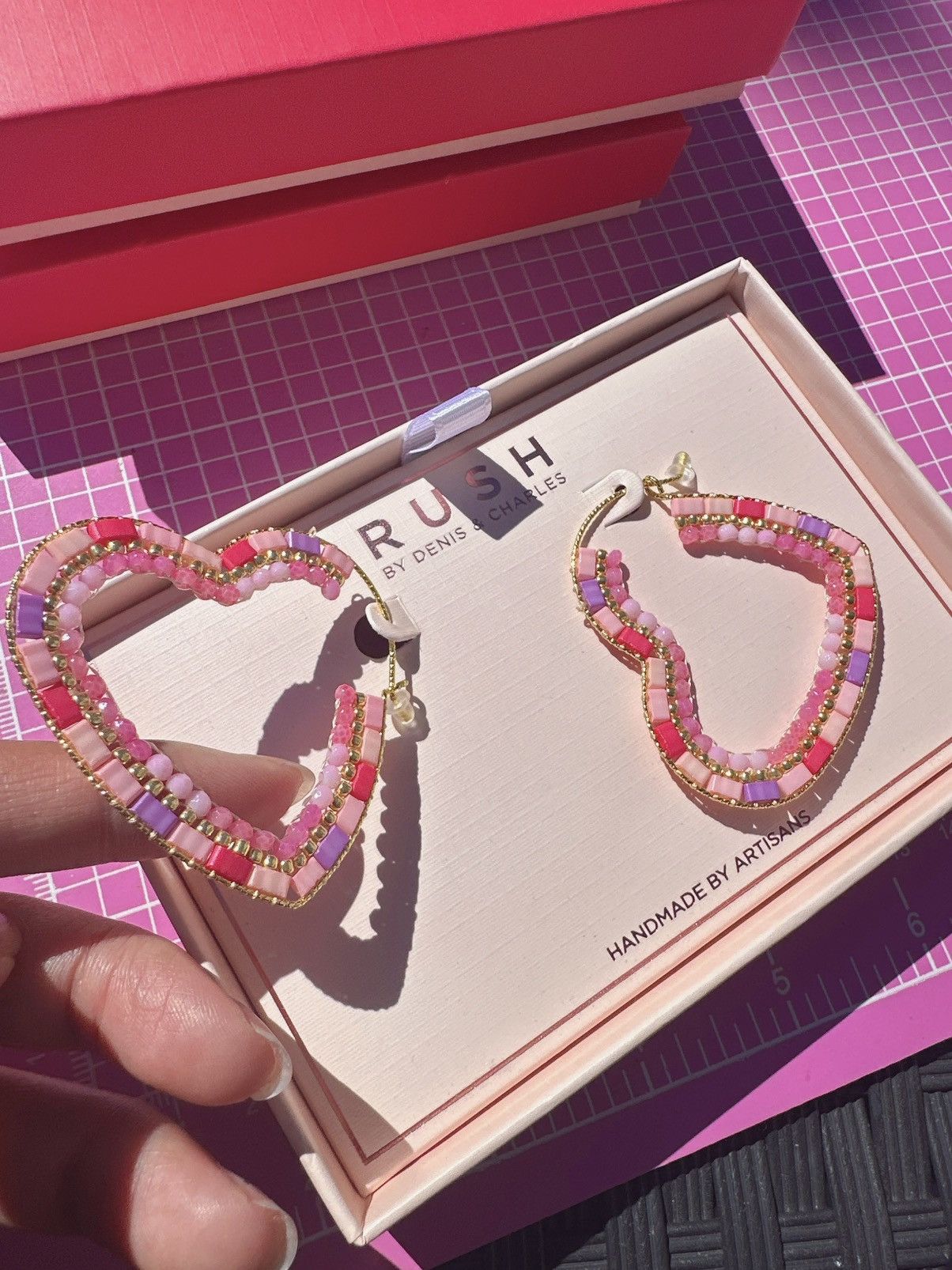 Designer RUSH BY DENIS & CHARLES earrings heart shaped beaded loops Size ONE SIZE - 6 Thumbnail