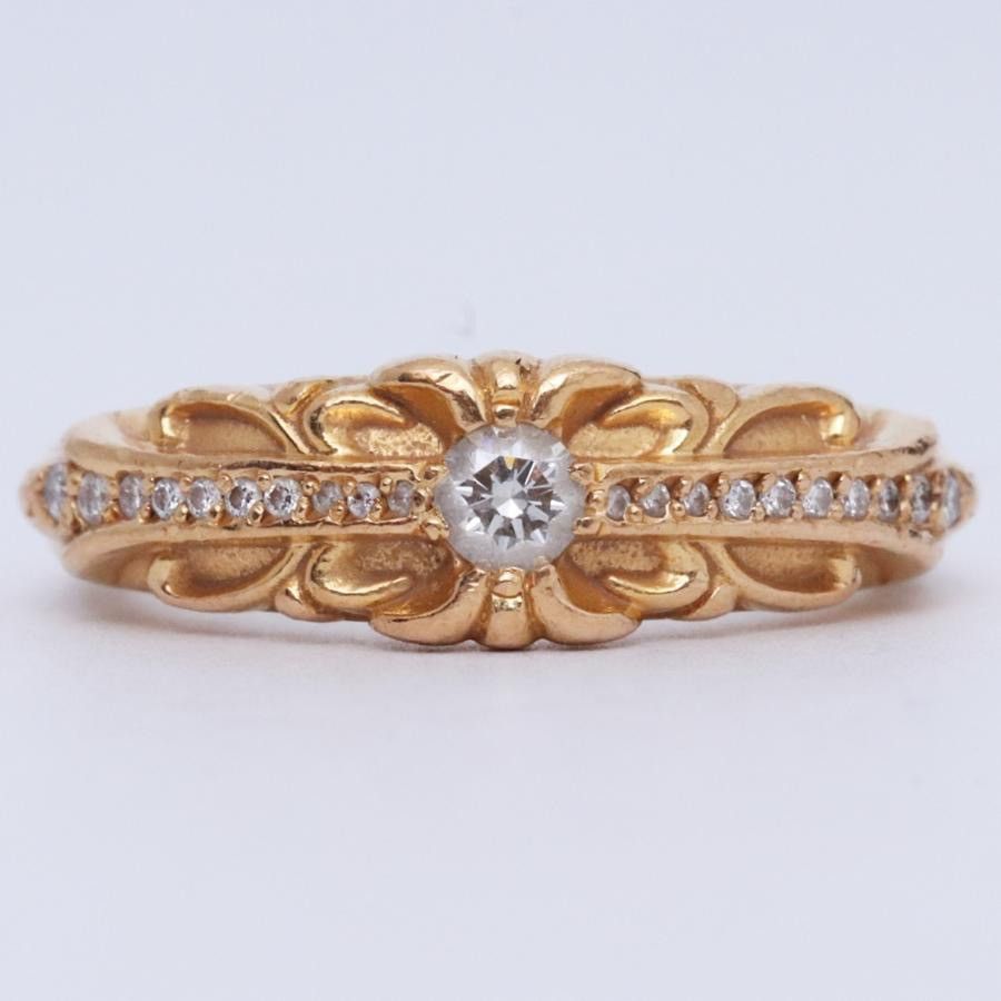 Chrome Hearts US5.5 Chrome Hearts PAVE DIAMOND 22K GOLD FLORAL CROSS RING Size ONE SIZE - 2 Thumbnail