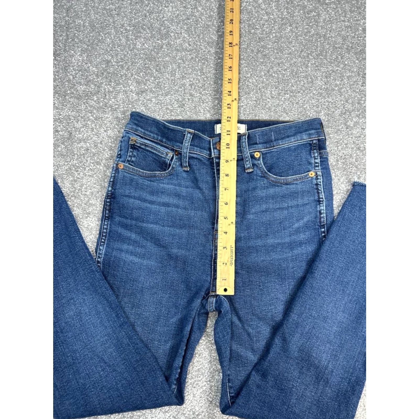 Madewell Madewell High Rise Skinny Jeans Womens 27 Blue Stretch Slim Fit Raw Hem 28x25 Jeans Size 27" / US 4 / IT 40 - 4 Thumbnail