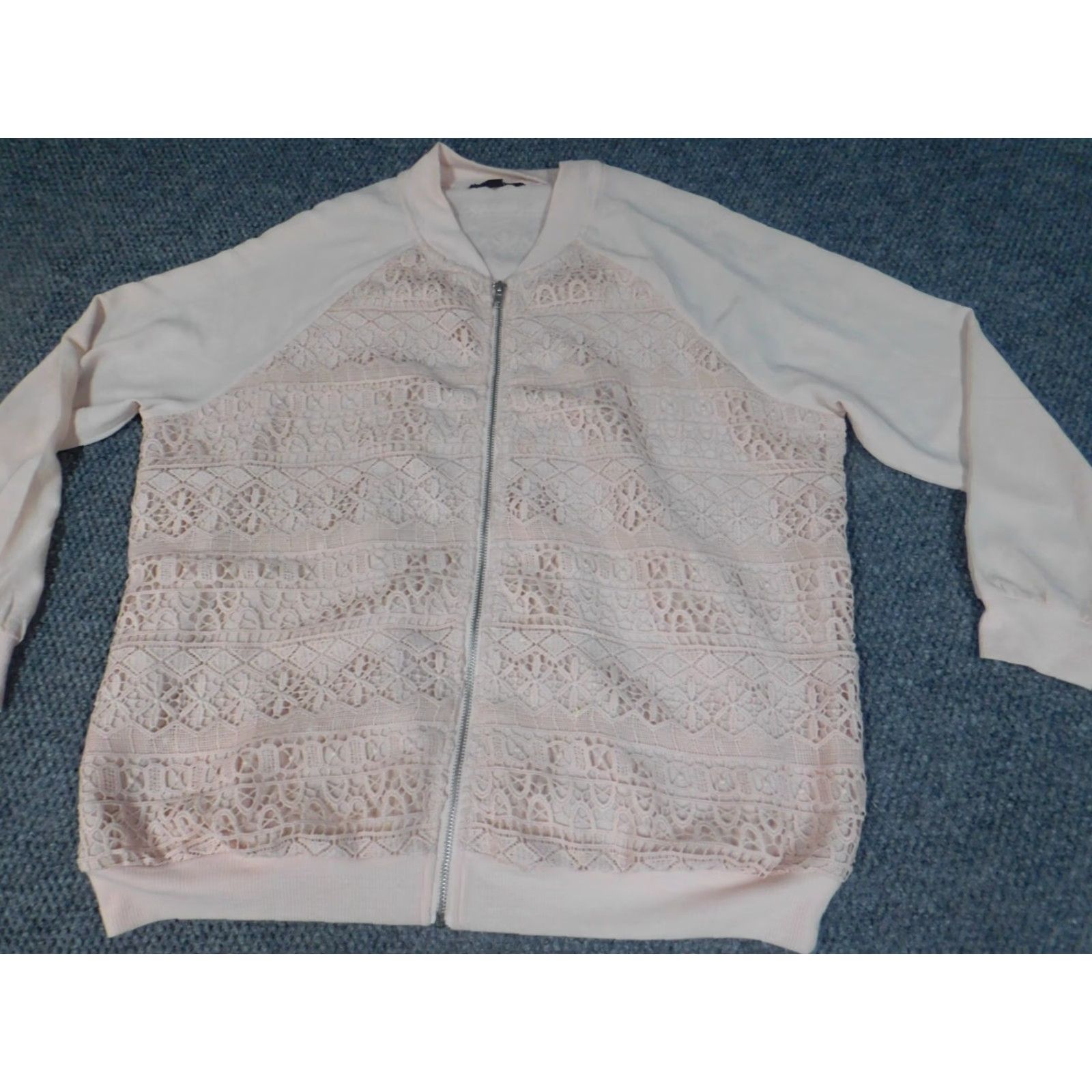 Vintage Signature Jacket Womens 1X Plus Pink Full Zip Canvas Cotton Lining Casual Spring Fall Cardigan? Size XL / US 12-14 / IT 48-50 - 3 Thumbnail