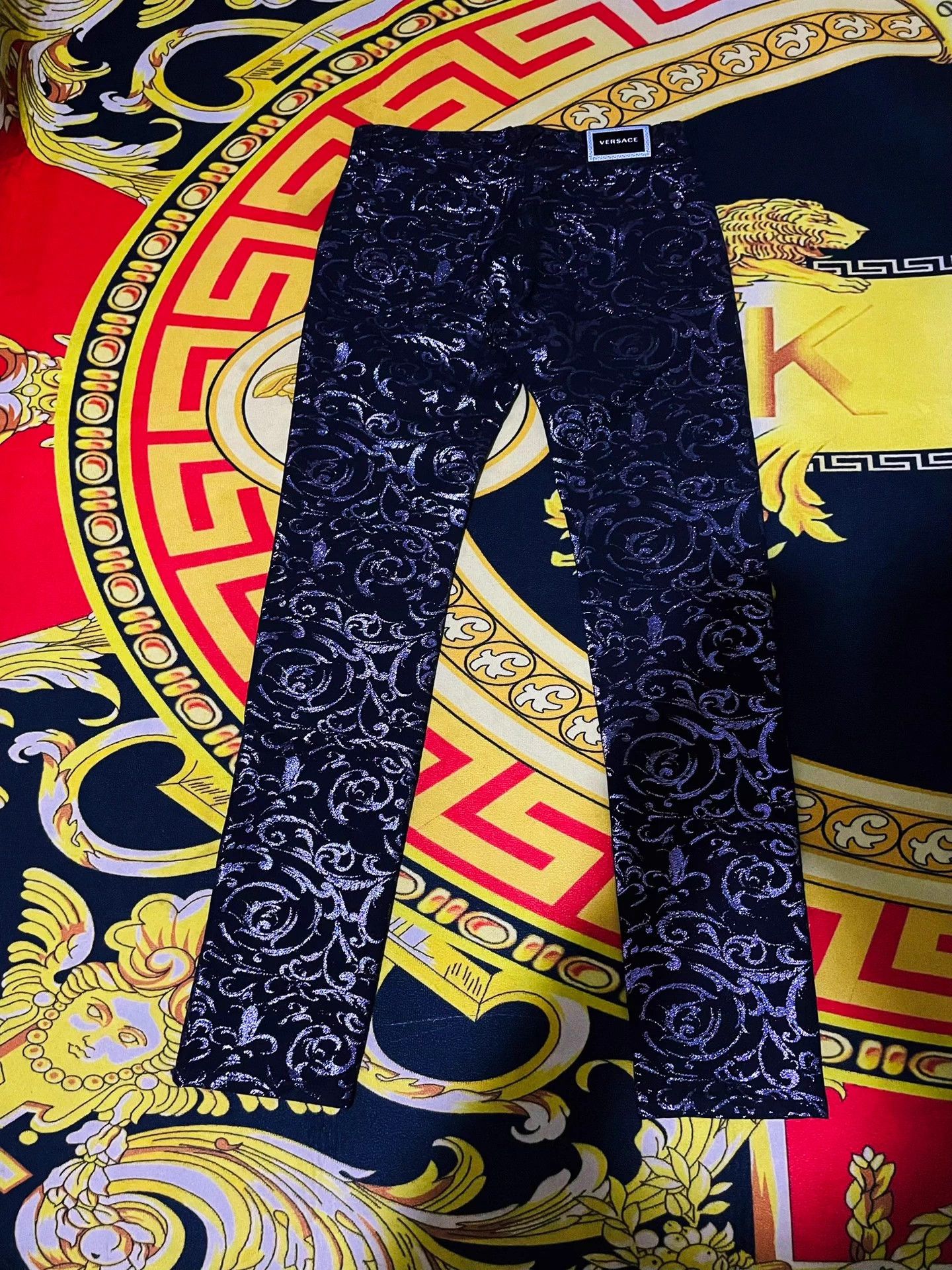 Versace Versace Runway Baroque Print Silk Denim Jeans W31 Size US 31 - 2 Thumbnail