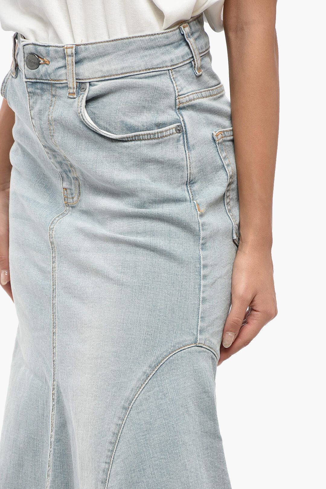 Ganni og1mm0426 Denim Flared Maxi Skirt in Blue Size 28" / US 6 / IT 42 - 2 Thumbnail
