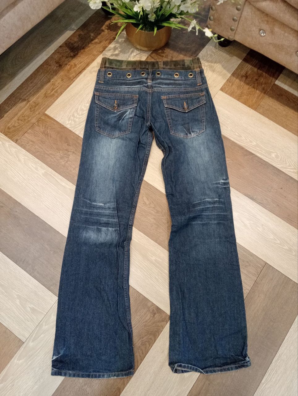 If Six Was Nine JAPANESE NYLAUS DOUBLE WAIST FLARED JEANS Size US 31 - 8 Thumbnail