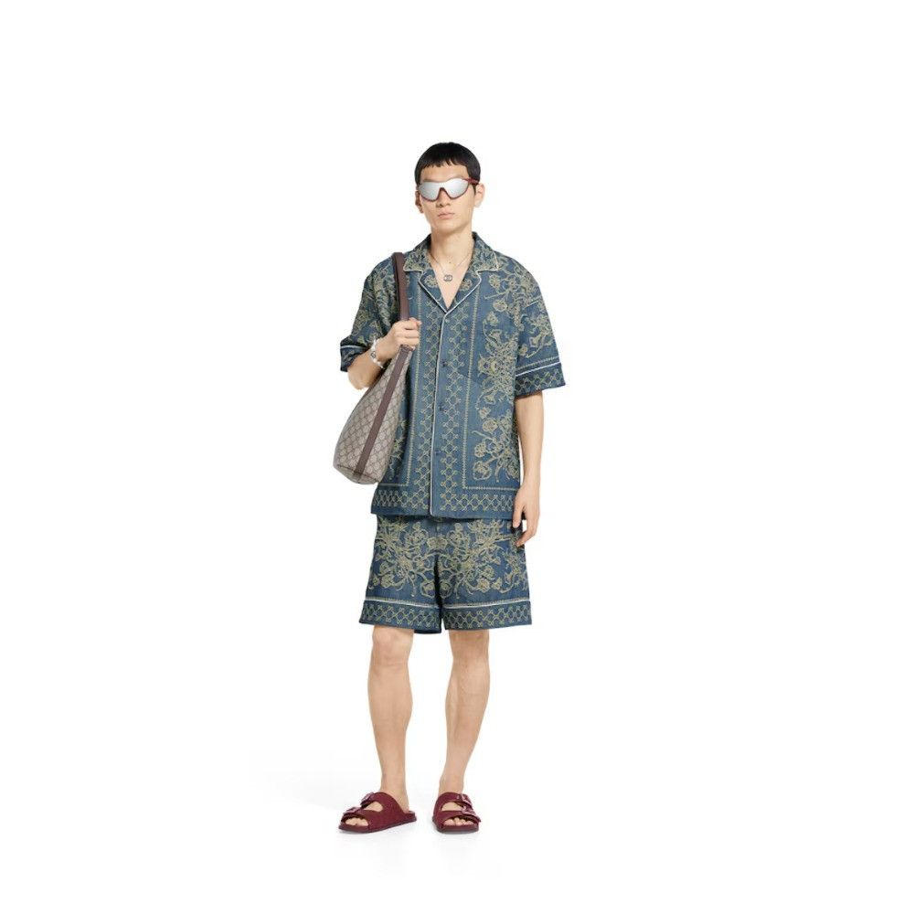 Gucci o1la5ras0626 GG Washed Denim Jacquard Button Shirt in Blue Size US M / EU 48-50 / 2 - 4 Thumbnail
