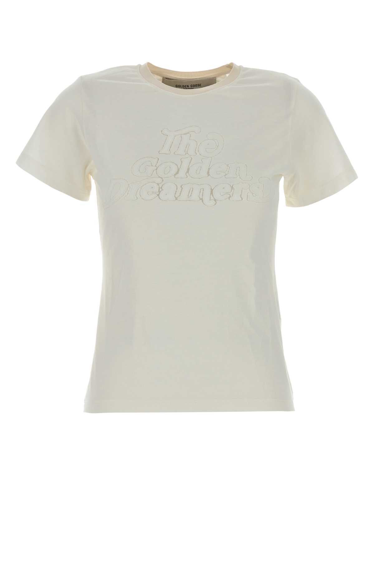 Golden Goose White Viscose Blent T-Shirt Size M / US 6-8 / IT 42-44 - 1 Thumbnail