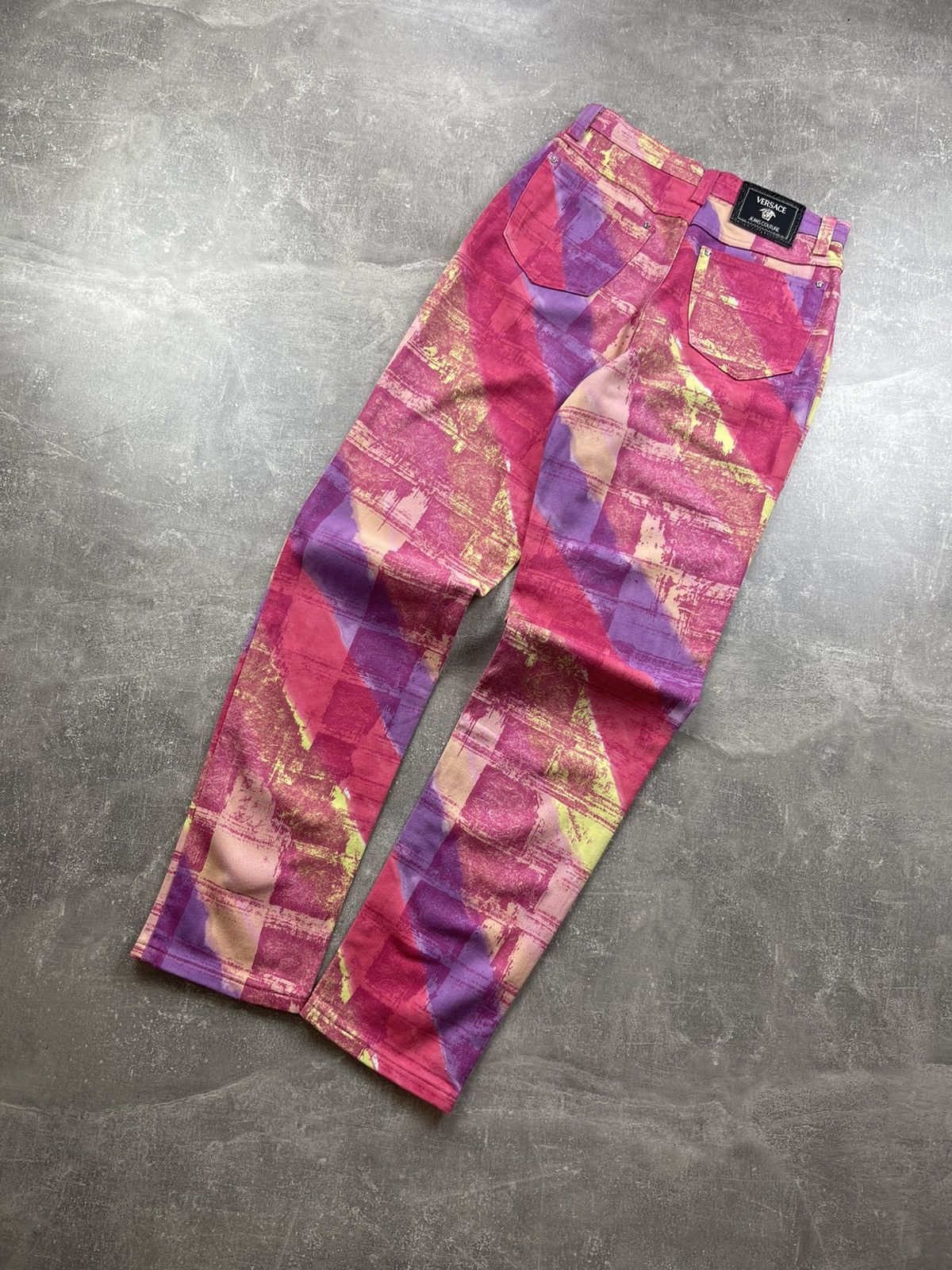 Versace Jeans Couture × Vintage Vintage Versace Jeans Couture 90s Abstract Print Denim Pants Size 29" - 1 Thumbnail