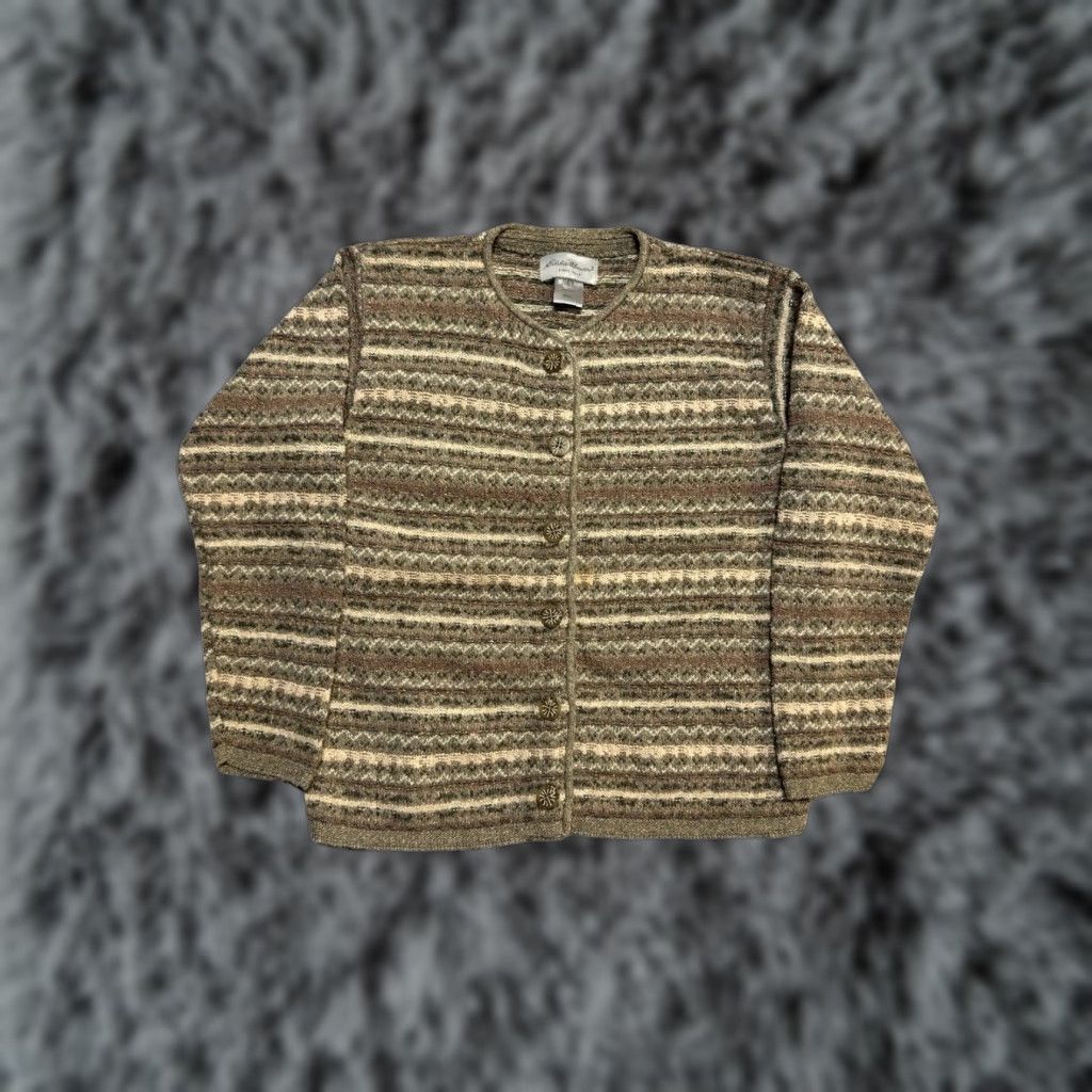 Eddie Bauer Eddie Bauer Cardigan Sweater Womens Size S Multicolor Knit Cotton Blend Button Sleeve Long Striped Casual Regular Fit Size S / US 4 / IT 40 - 1 Thumbnail