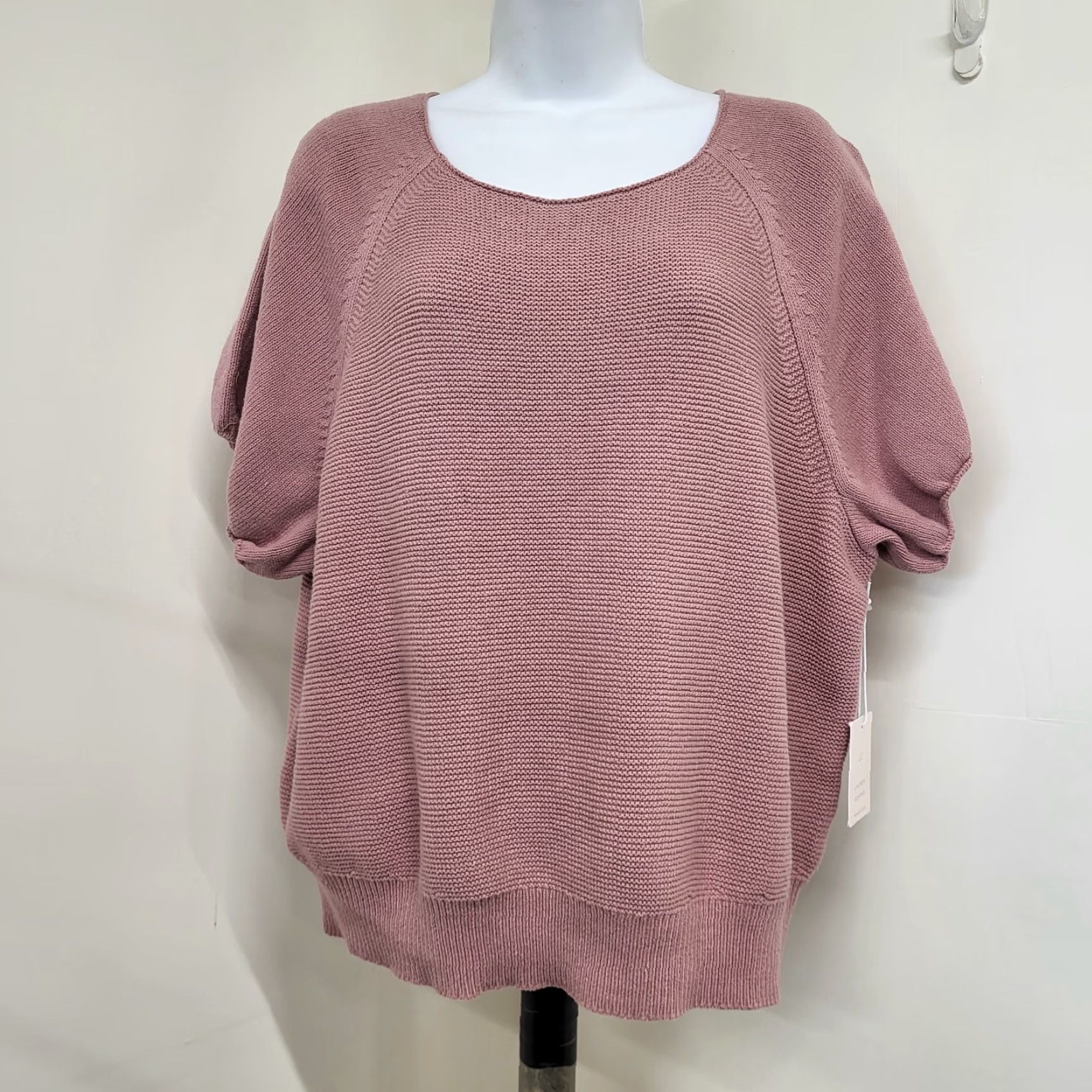 Vintage LC Lauren Conrad Sweater Womens 1X Short Sleeve Violet Heathered Knit Pullover Casual Fall Winter Spring Beach Bohemian City Classic Size XL / US 12-14 / IT 48-50 - 3 Thumbnail