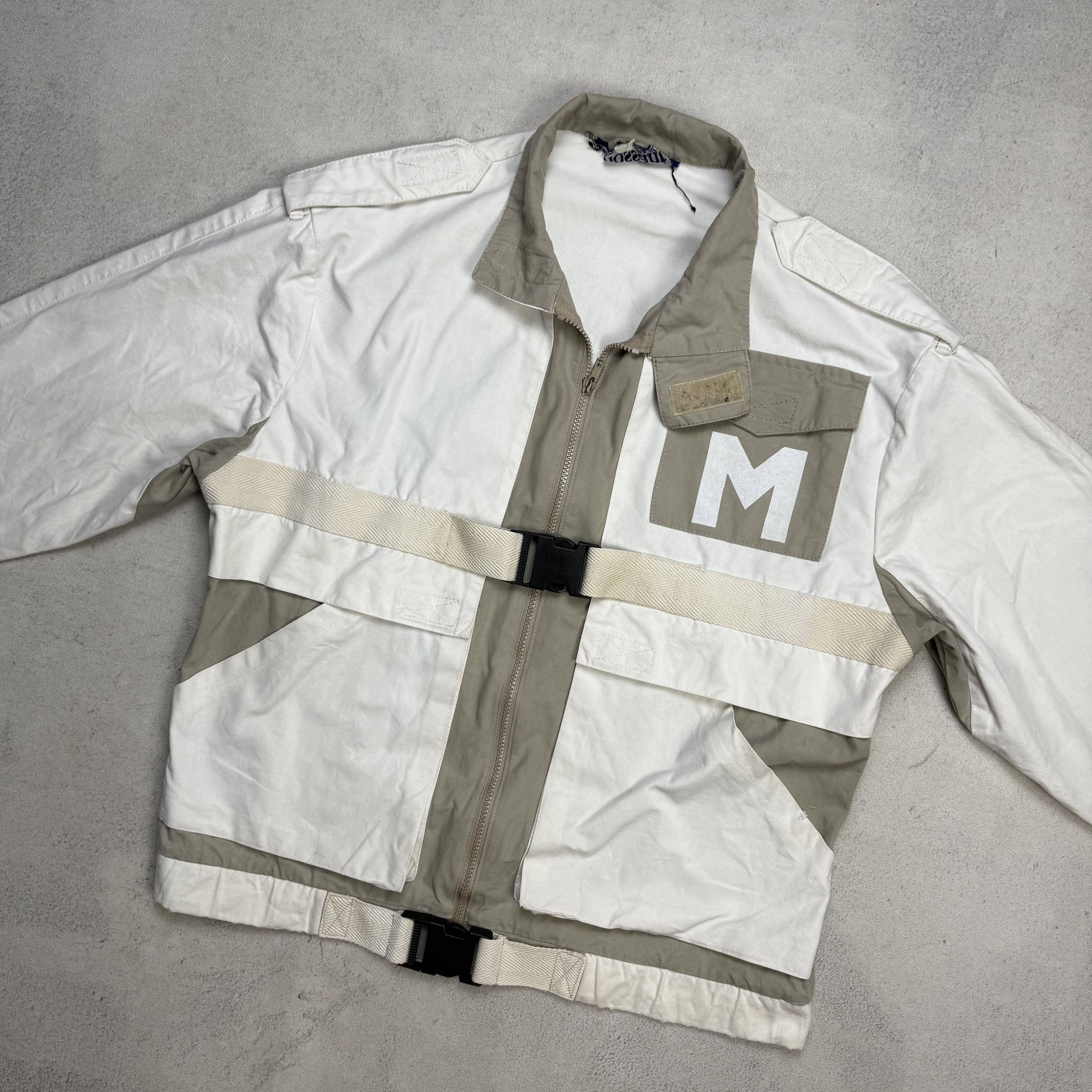Vintage Mossant Paris White Tactical Utility Jacket Buckle Strap Size US L / EU 52-54 / 3 - 3 Thumbnail