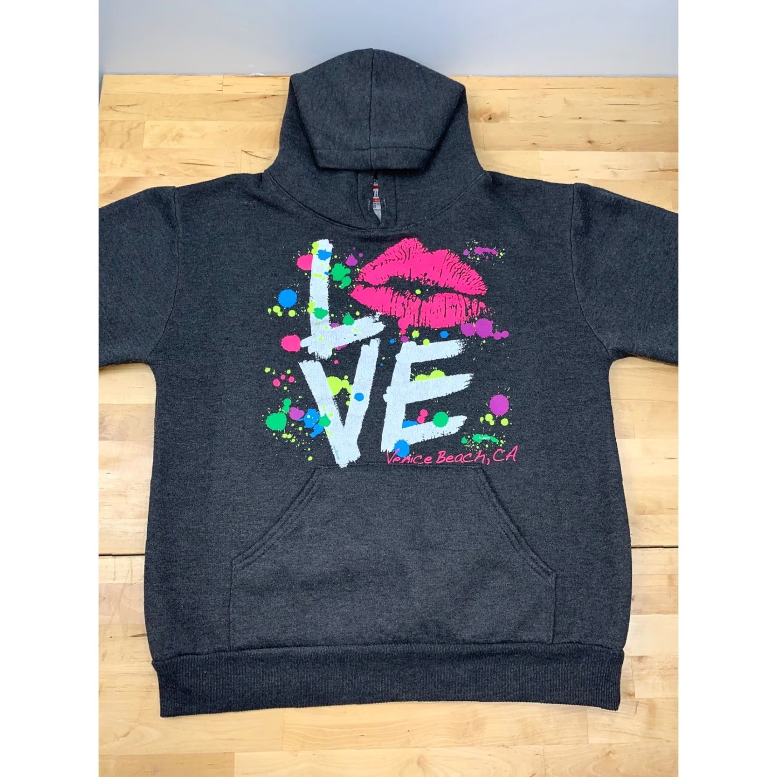 Vintage Hill Heavy Weight Hoodie Sweater Love Venice Beach Graphic 2434 | Women | S | Gray | Pullover | Long Sleeve | Regular | Solid | Heavyweight | Hill Size S / US 4 / IT 40 - 3 Thumbnail