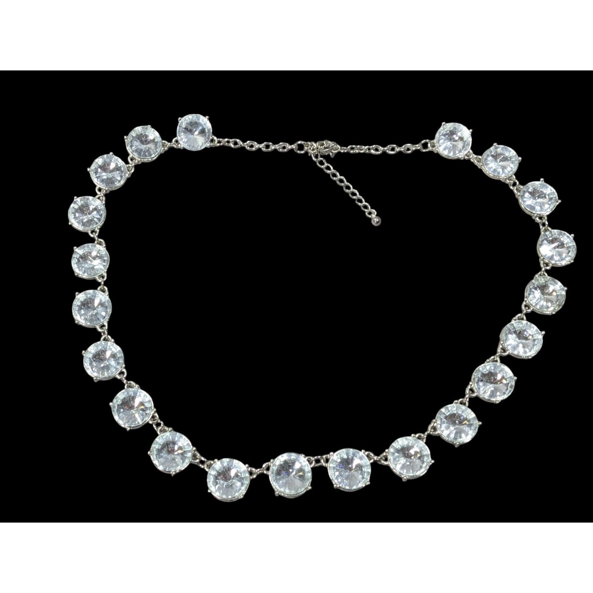 Other Vintage Art Deco Style Crystal Glass Studded Silver Tone Nec Size ONE SIZE - 1 Thumbnail