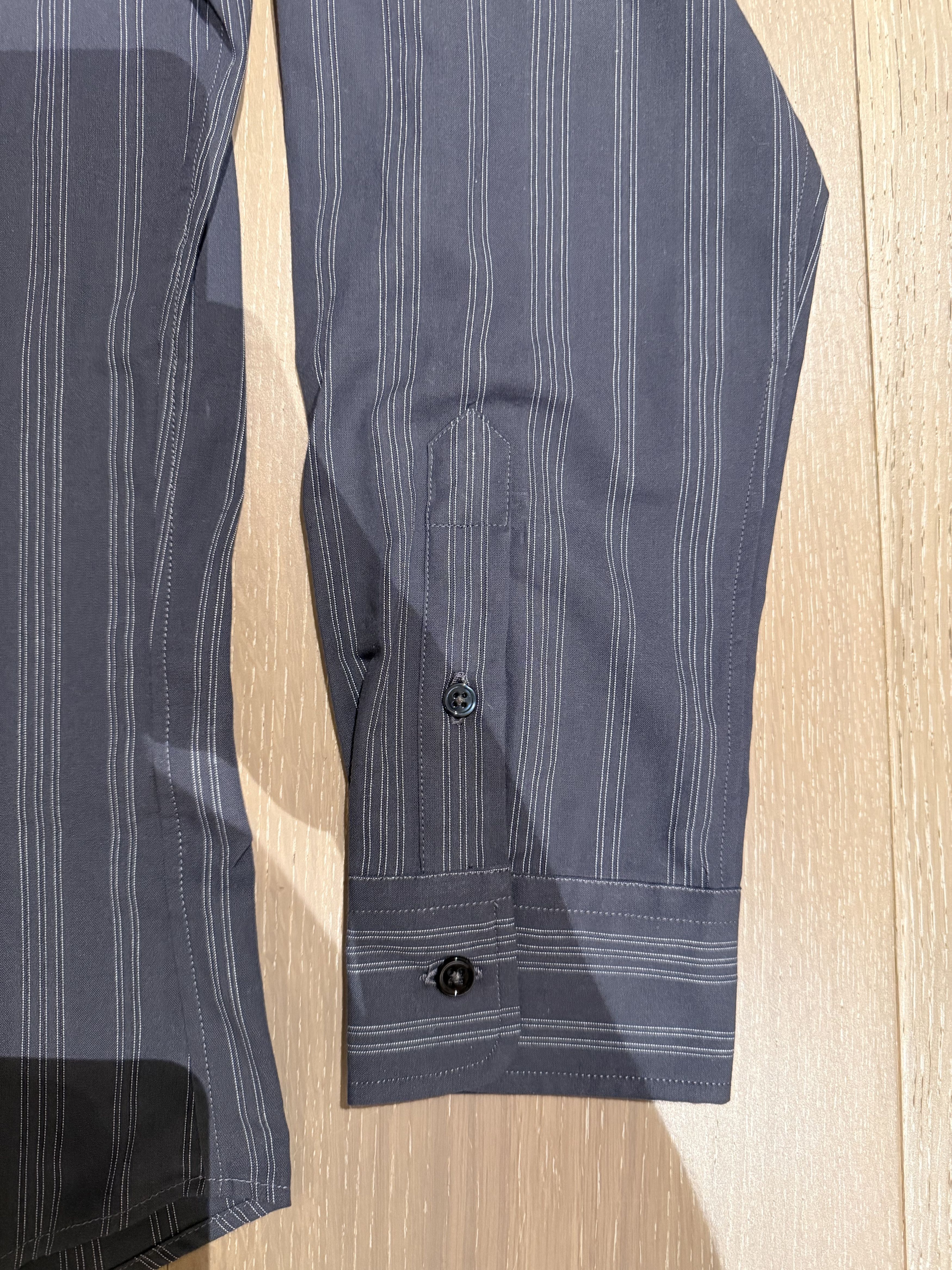 JJJJound 💚 JJJJound Striped Button Up Shirt Charcoal/Off White NEW Size US L / EU 52-54 / 3 - 11 Thumbnail