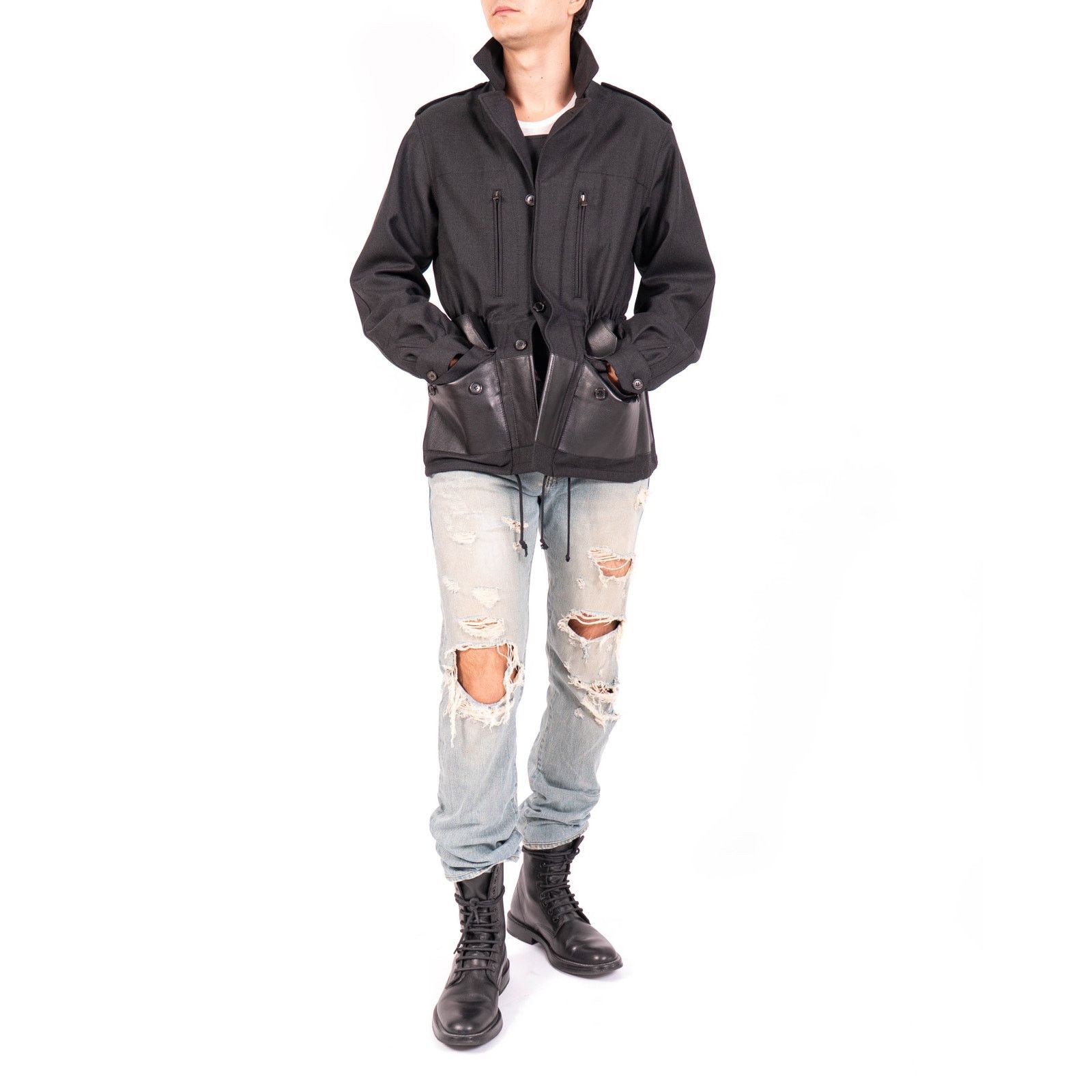 Berluti FW18 Oversized Military Jacket in Black Cotton Size US M / EU 48-50 / 2 - 7 Thumbnail