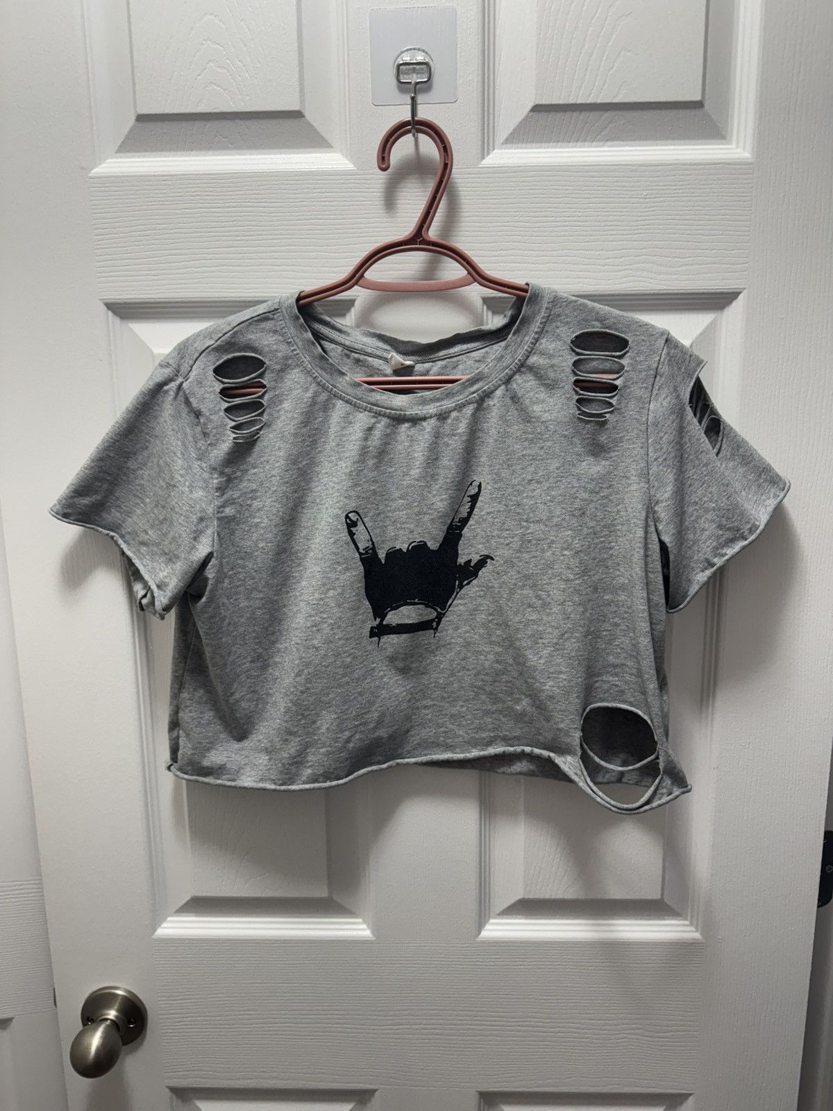 Japanese Brand Vintage Rock On Distressed Cropped Shirt Grey Japanese China Size US M / EU 48-50 / 2 - 1 Thumbnail
