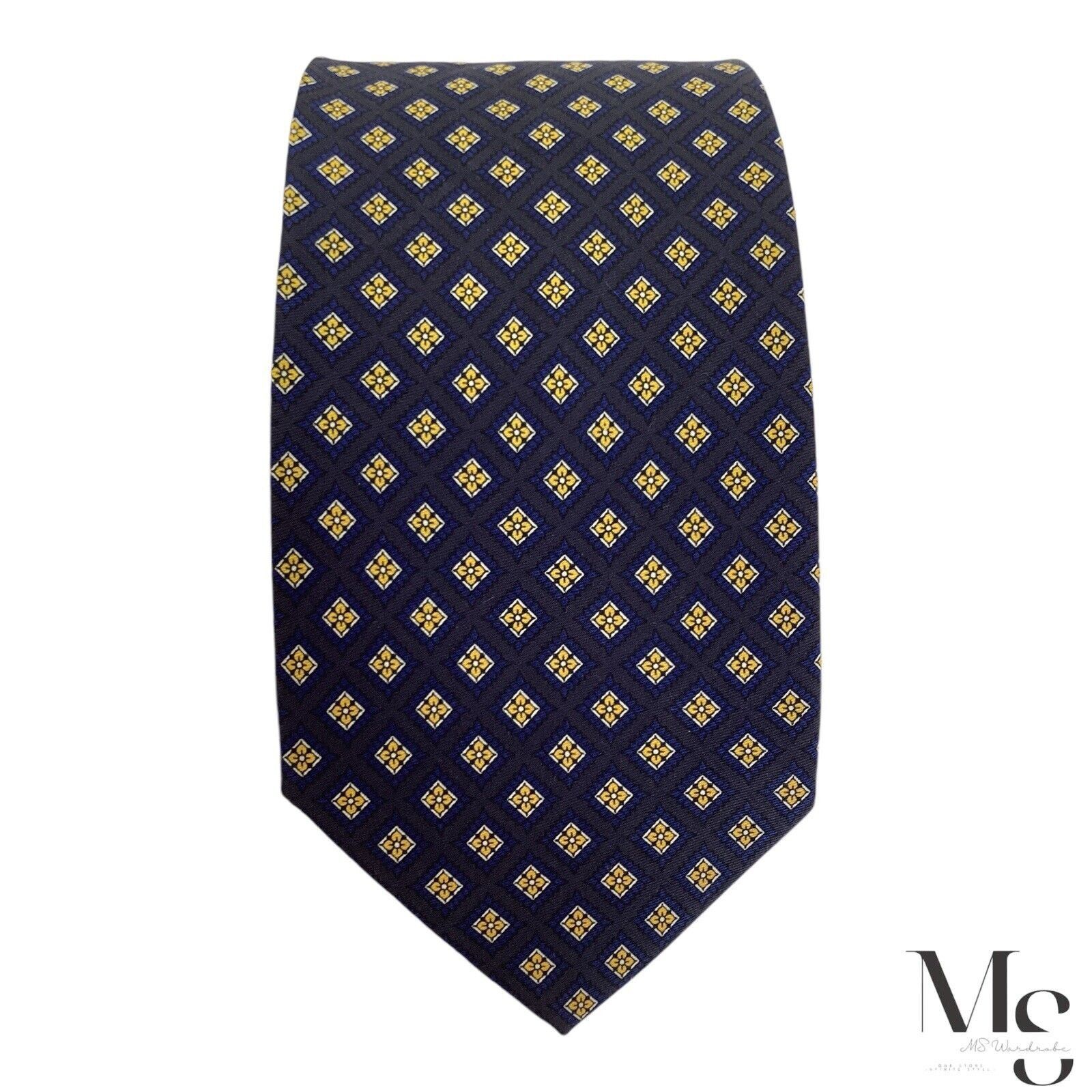 Other BRIAN & BARRY Blue Floral Silk Tie Made In Italy W: 3.75" EX Size ONE SIZE - 3 Thumbnail