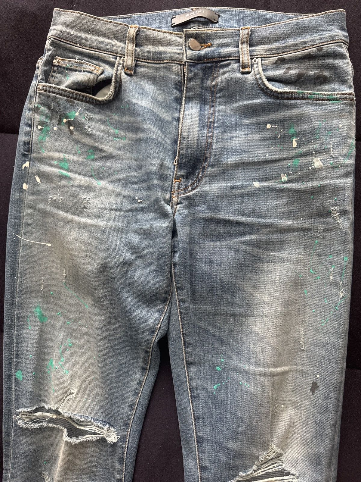 Amiri AMIRI Denim Size 31 Teal Distressing Size US 31 - 2 Thumbnail