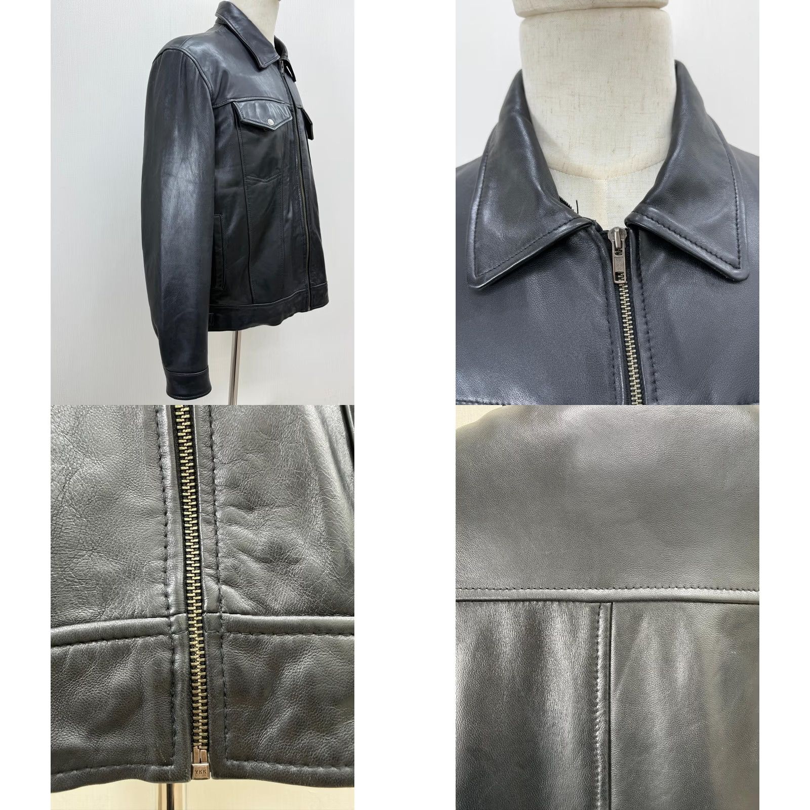Vintage VINTAGE Men's Italian Sheepskin Genuine Leather Jacket Premium Black Coat M Black Leather Jacket Mens Regular XS? Size US M / EU 48-50 / 2 - 8 Thumbnail