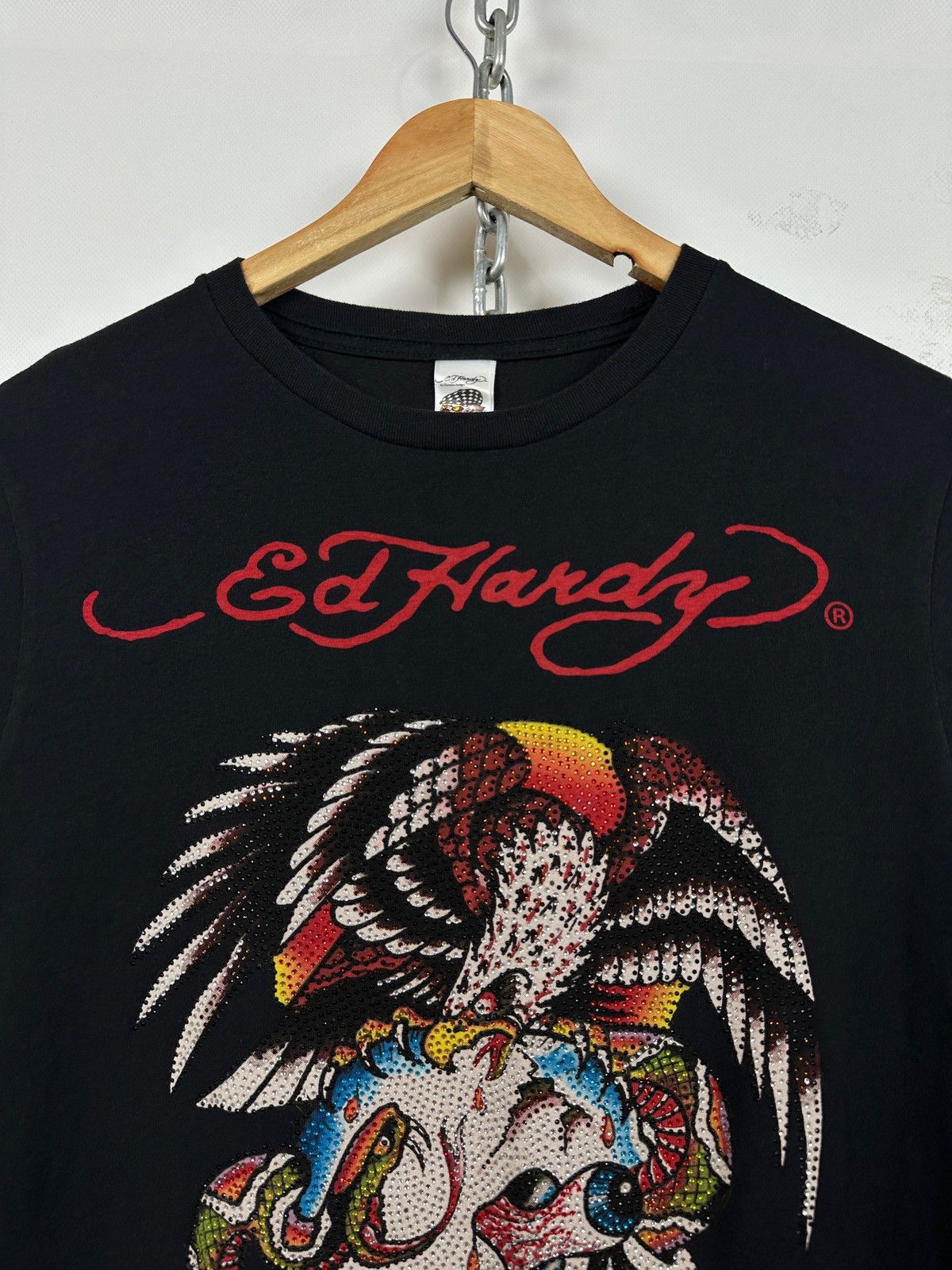 Ed Hardy Vintage Ed Hardy Rhinestones Skull Eagle Snake Black T-Shirt Size US M / EU 48-50 / 2 - 5 Thumbnail