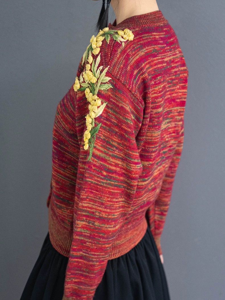 Kenzo KENZO Red yellow velvet knit sweater vintage Size M / US 6-8 / IT 42-44 - 8 Thumbnail