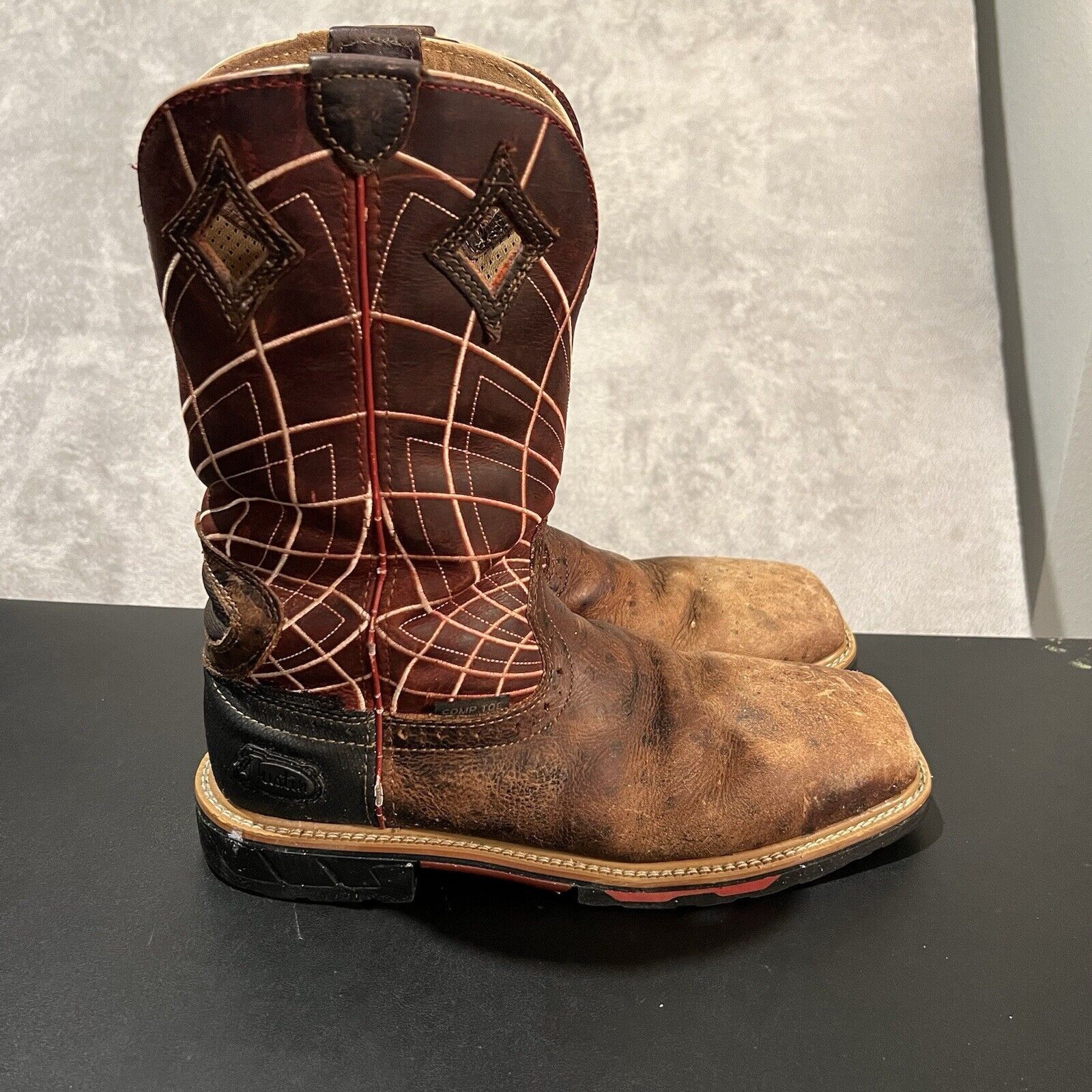 Justin Boots Justin Derrickman Ostrich Print Work Boots Sz 10 D Composite Grailed