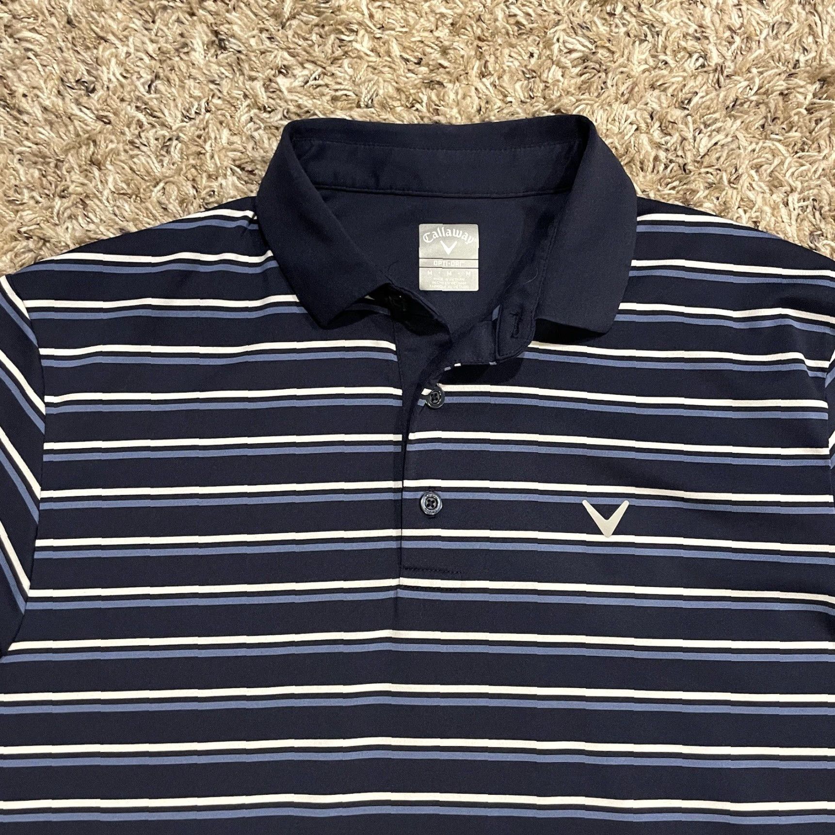 Callaway Callaway Polo Shirt Mens M Blue Striped Opti-Dri Stretch Short Sleeve Size US M / EU 48-50 / 2 - 3 Thumbnail
