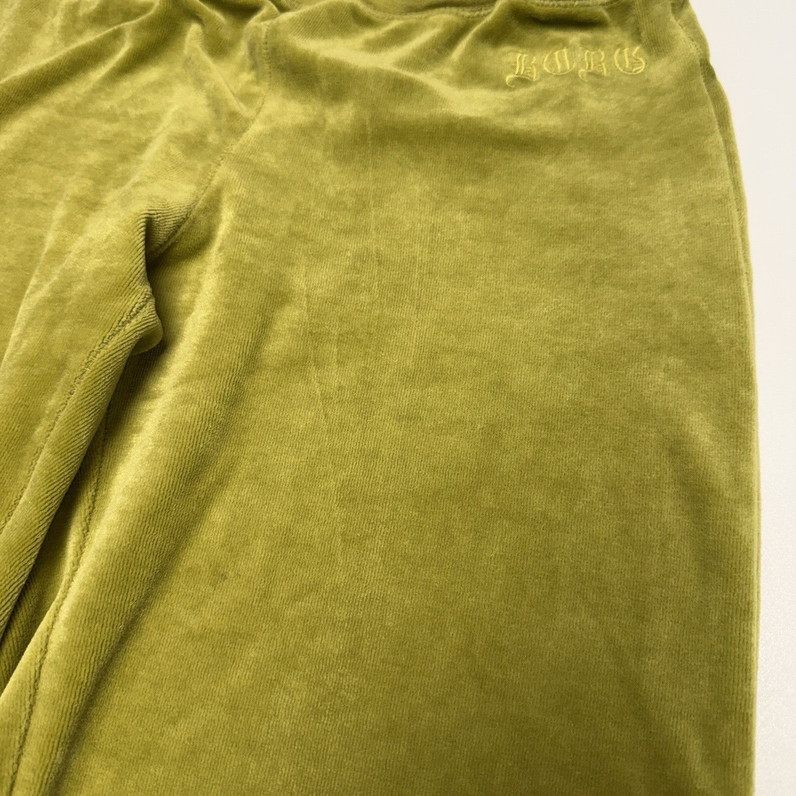 Bcbgmaxazria Vintage BCBG Pants Womens Size PL Olive Yellow Velour Embroi Size 31" - 5 Thumbnail