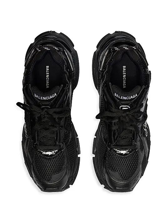 Balenciaga o1mt1gz0226 Runner Sneakers with Rhinestones In Black Size US 7 / IT 37 - 5 Thumbnail
