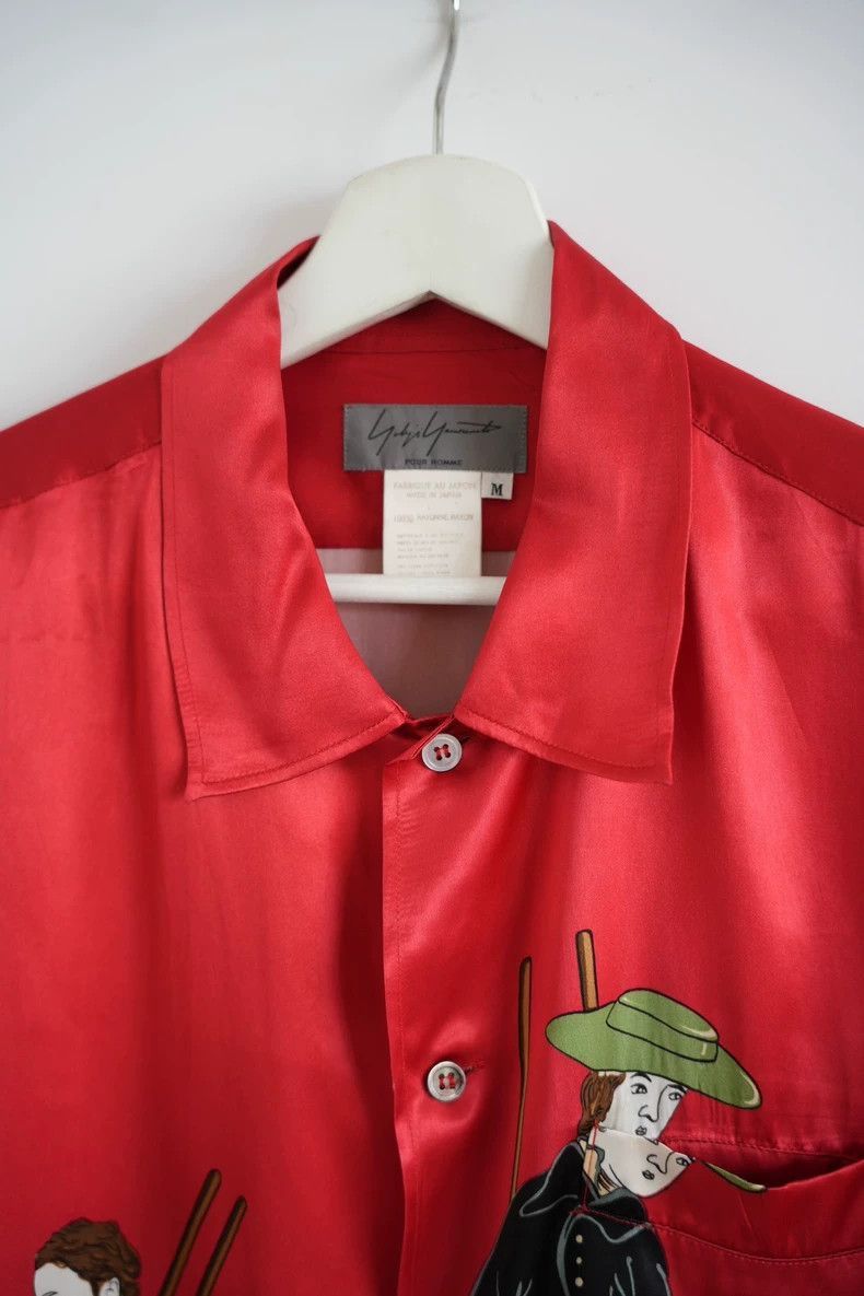 Yohji Yamamoto Yohji Yamamoto Yohji Yamamoto Red Silk Shirt with Print Size US M / EU 48-50 / 2 - 5 Thumbnail