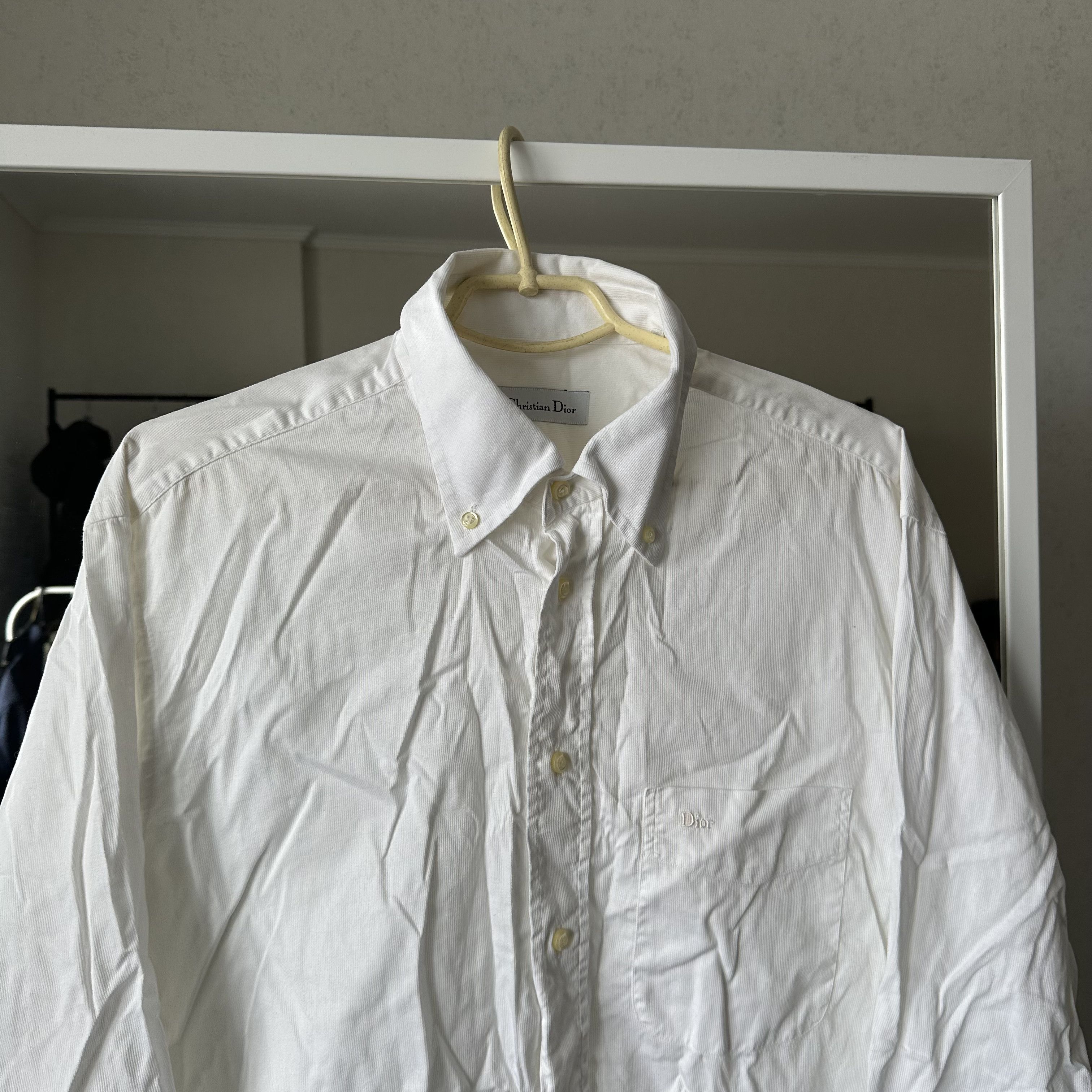 Christian Dior Monsieur Christian Dior Vintage White Velvet Embroidered Logo Shirt Size US XL / EU 56 / 4 - 2 Thumbnail