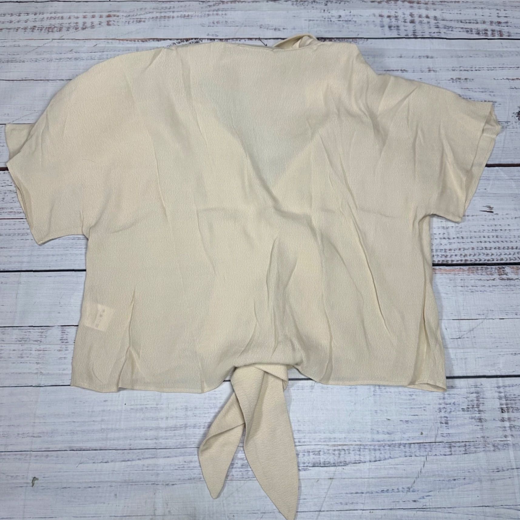 Vintage Mod Ref Womens Cropped Knot Tie Top Shirt Short Sleeve Beige S Cropped Blouse/Top Womens XS-Size? (rearrangement) Size S / US 4 / IT 40 - 4 Thumbnail