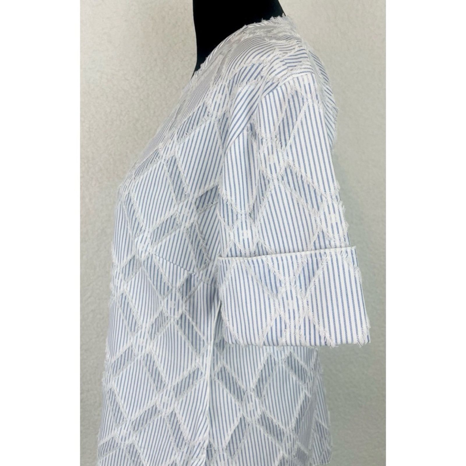 Derek Lam 10 Crosby DEREK LAM • 10 Crosby Striped Frayed Diamond Blouse Size S / US 4 / IT 40 - 6 Thumbnail