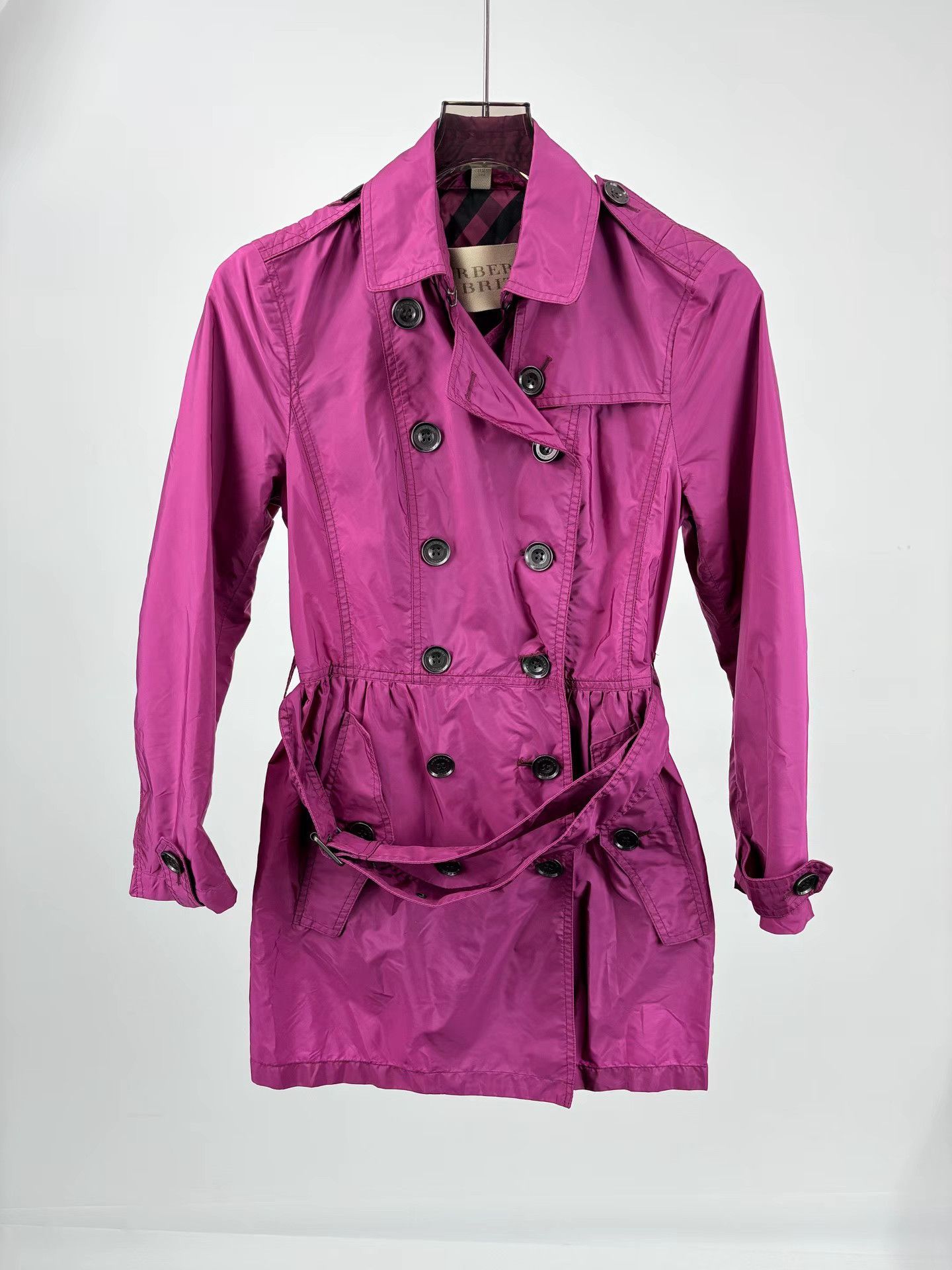 Burberry BURBERRY Magenta Double-Breasted Trench Coat Size S / US 4 / IT 40 - 1 Thumbnail