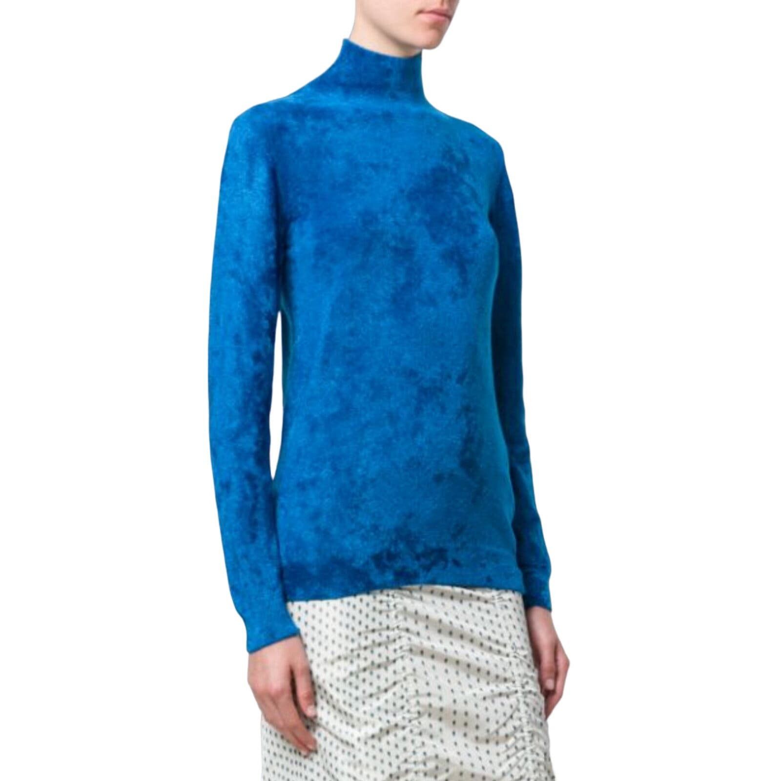 image of Marni Chenille Turtleneck Sweater In Blue Made In Italy, Women's (Size Small)