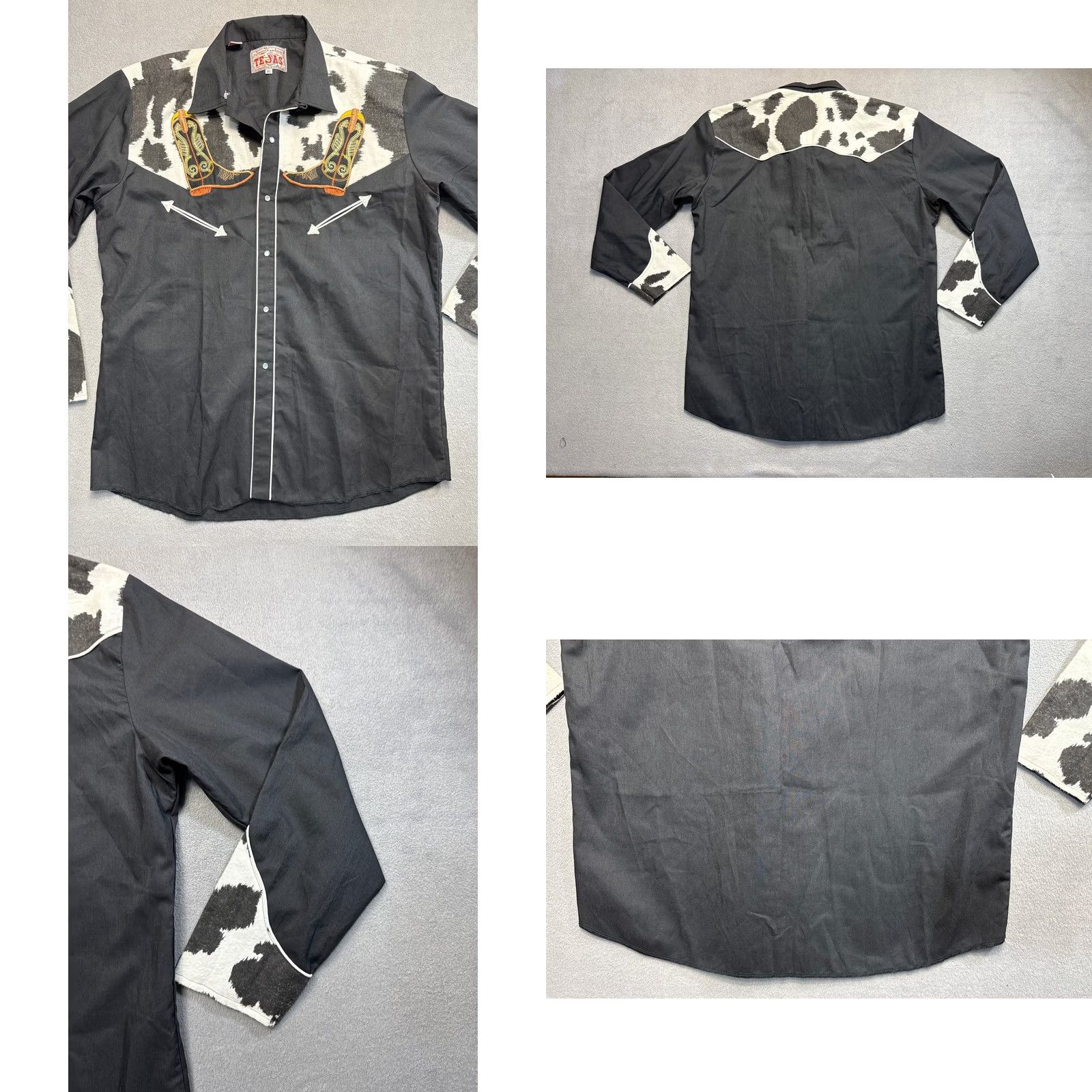 Vintage Vintage Vaquvera Tejax Mexico Embroidred Snap Button Black Shirt Mens XL Size US XL / EU 56 / 4 - 9 Thumbnail