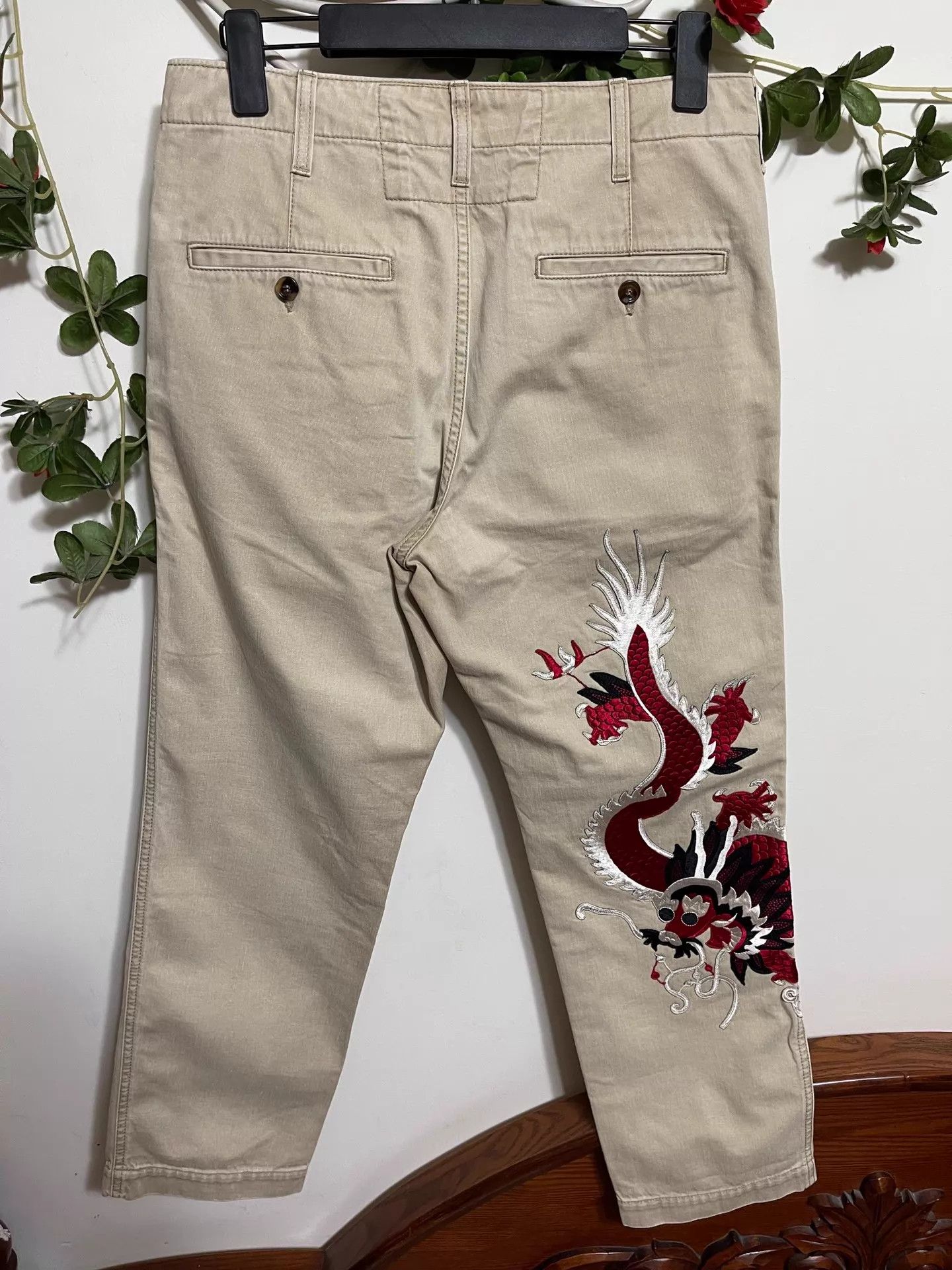 Gucci Gucci Chinese Dragon Embroidered Slim Cotton Pants 30 Size US 30 / EU 46 - 3 Thumbnail