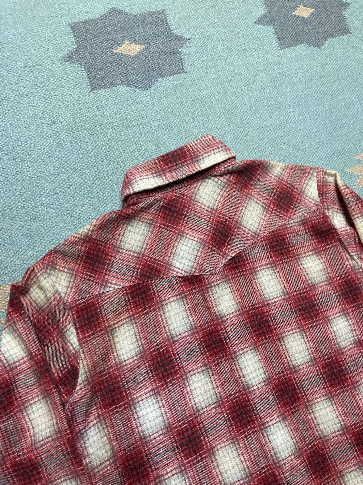 Vintage × Wrangler 70s Pearl snap flannel shirt wrangler shadow plaid womens 16 Size M / US 6-8 / IT 42-44 - 10 Thumbnail