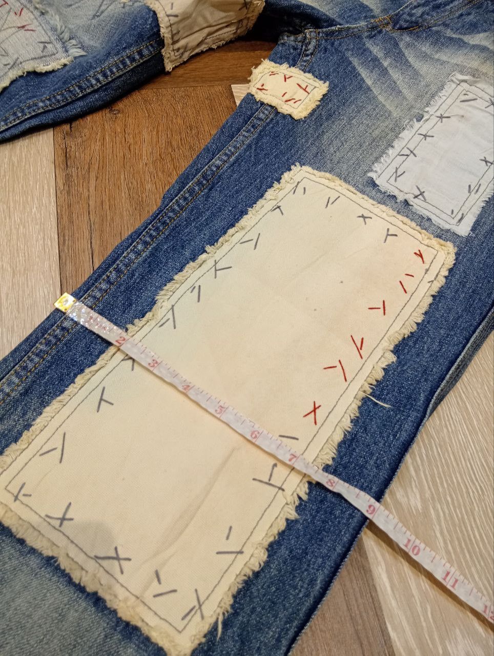 Japanese Brand JAPANESE OUTBALL WEST PATCHWORK DISTRESSED JEANS Size US 33 - 18 Thumbnail