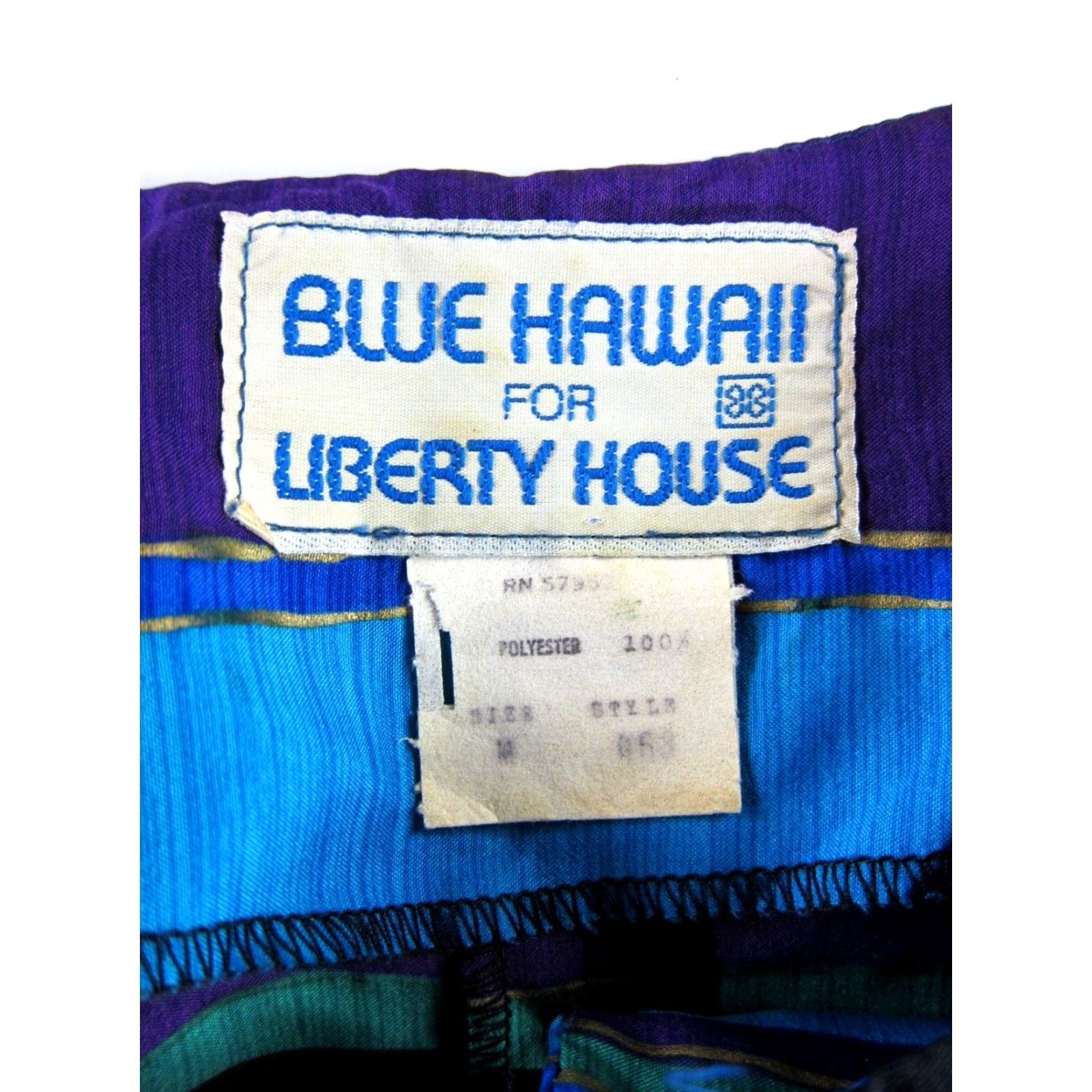 Vintage VTG Blue Hawaii Liberty House Blue Green Black Stripe Short Sleeve Blouse Medium Size M / US 6-8 / IT 42-44 - 3 Thumbnail