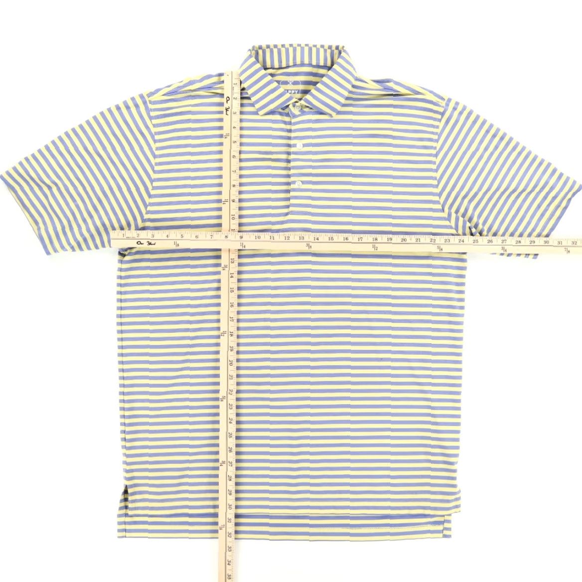 Vintage Pappy & Company Louisville KY Stretch Striped Polo Shirt Yellow Men's L Shirt Size US L / EU 52-54 / 3 - 3 Thumbnail