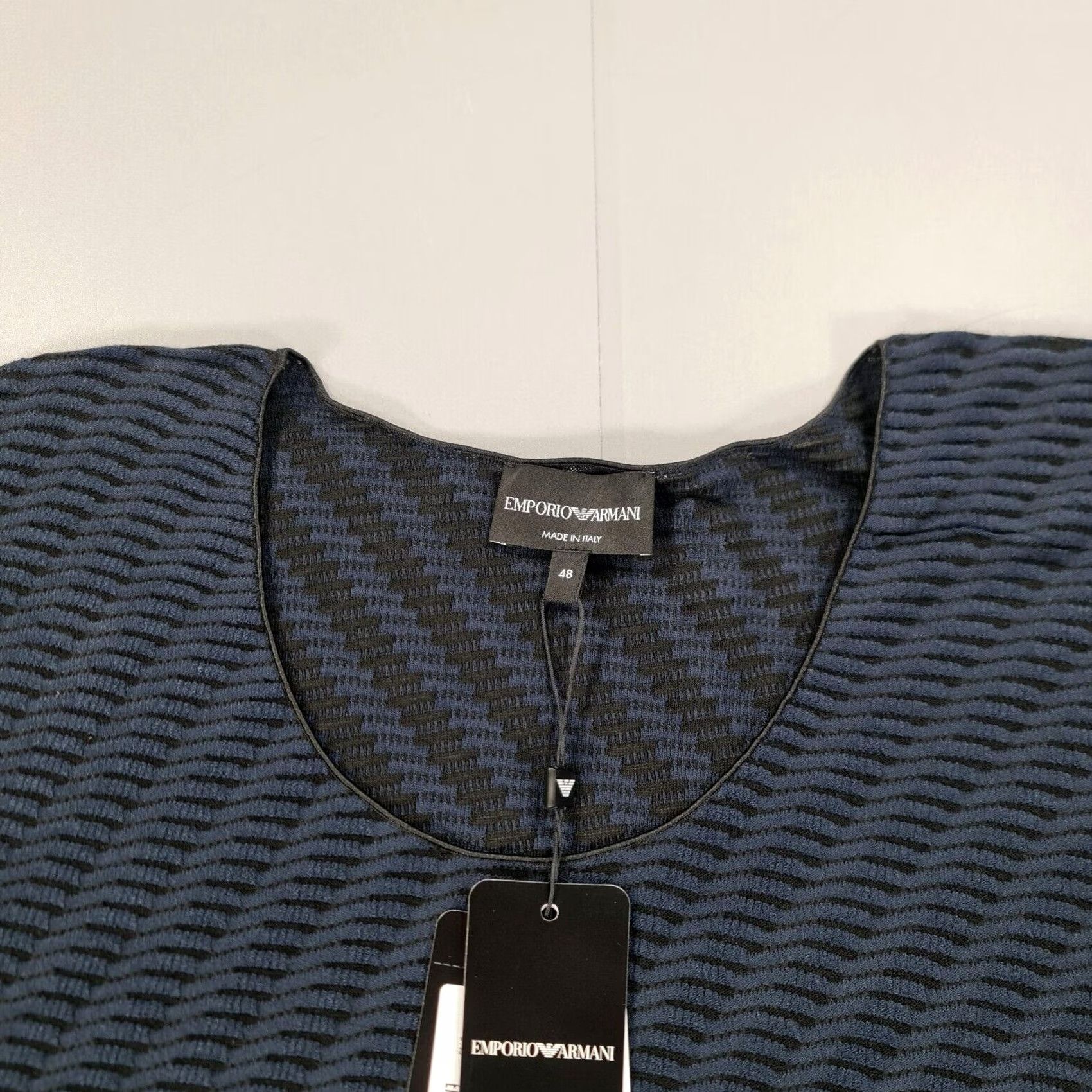 Emporio Armani Emporio Armani T Shirt Womens 16 UK IT 48 Knitted Top Short Sleeves Navy Blue Size XXL / US 16-18 / IT 52-54 - 2 Thumbnail