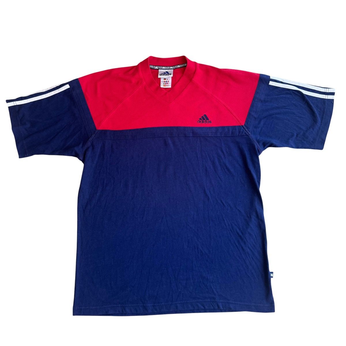 Adidas Vintage Adidas T-shirt 90s Three Stripes Men’s XL Blue Red Size US XL / EU 56 / 4 - 1 Thumbnail