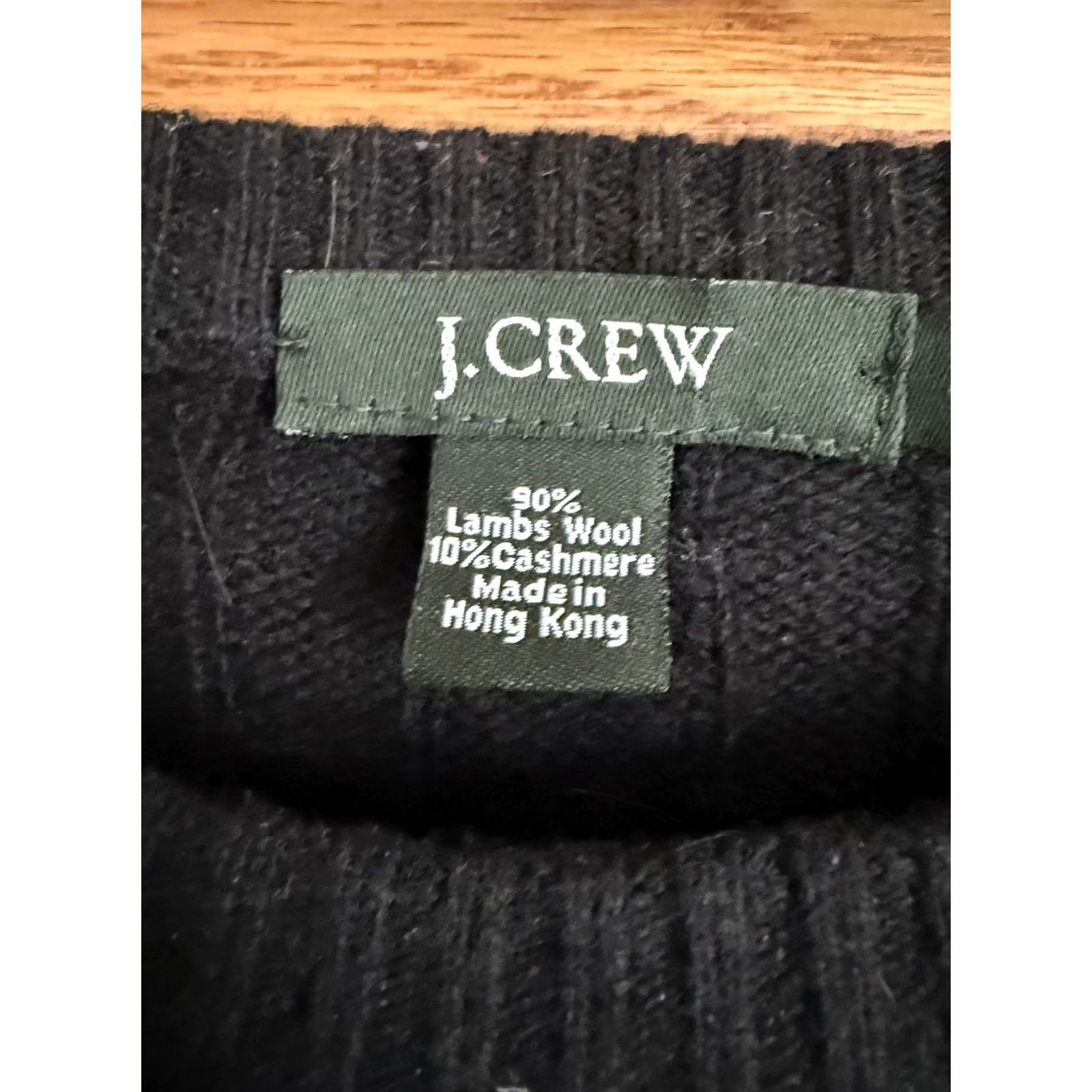J.Crew J.CREW Mens Cable Knit Cashmere Lambs Wool Blend Large Black Preppy Fisherman Pullover Crew Neck Sweater Size US L / EU 52-54 / 3 - 3 Thumbnail