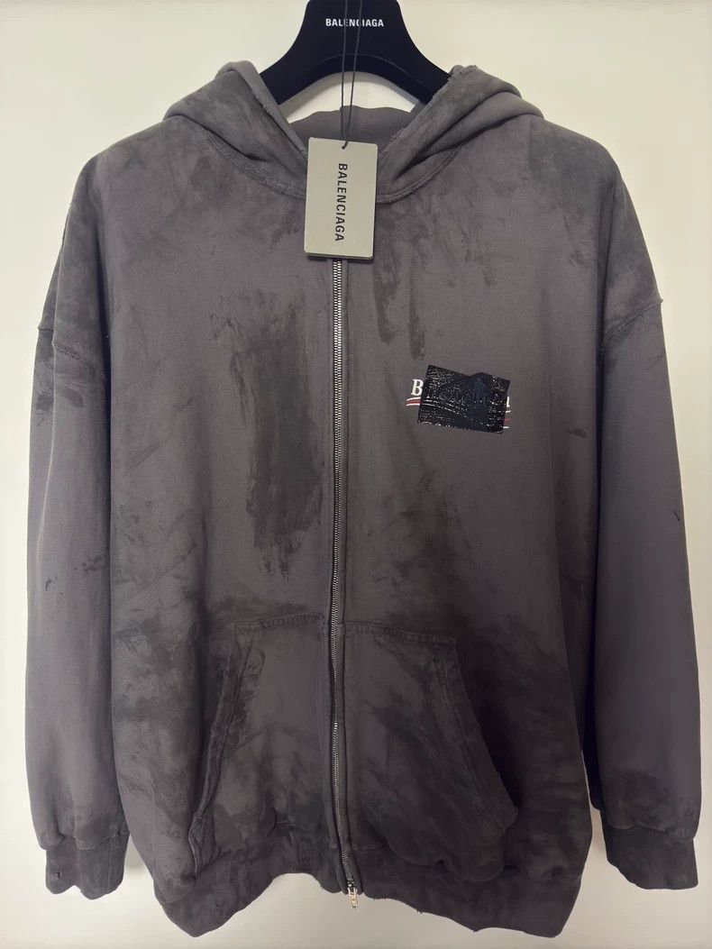 Balenciaga Balenciaga Grey Mud Stained Coke Tape Hoodie-2506 Size US XL / EU 56 / 4 - 1 Thumbnail