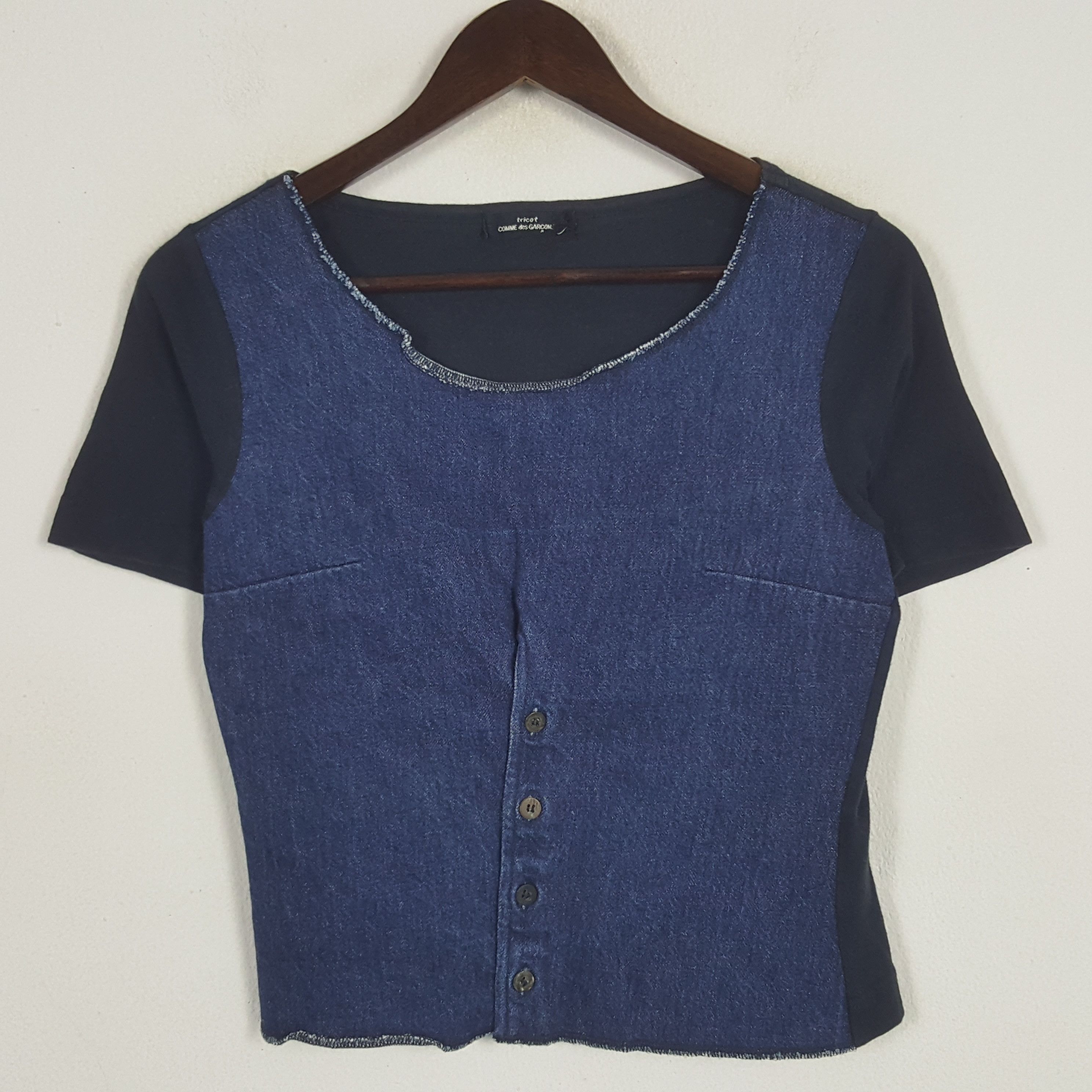 Comme des Garcons × Japanese Brand × Vintage Vintage Tricot Comme des Garçon Denim T-shirts Size S / US 4 / IT 40 - 1 Thumbnail