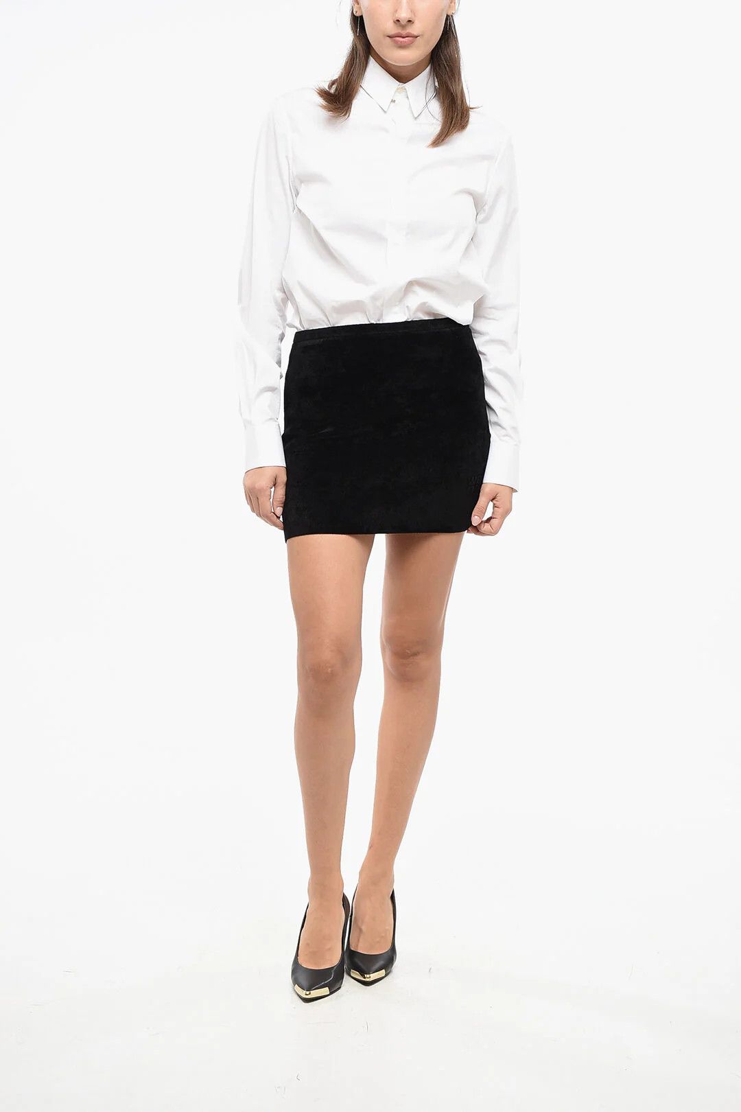 Alexander Wang og1mm0426 Velour Mini Skirt in Black Size 28" / US 6 / IT 42 - 4 Thumbnail