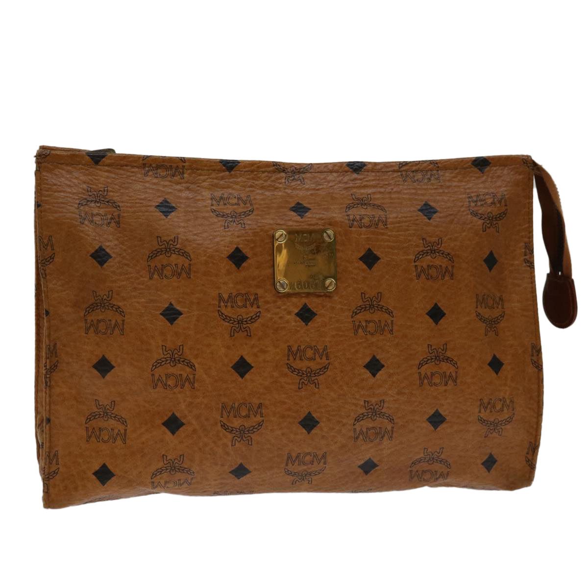 image of MCM Visetos Clutch Bag in Brown, Women's