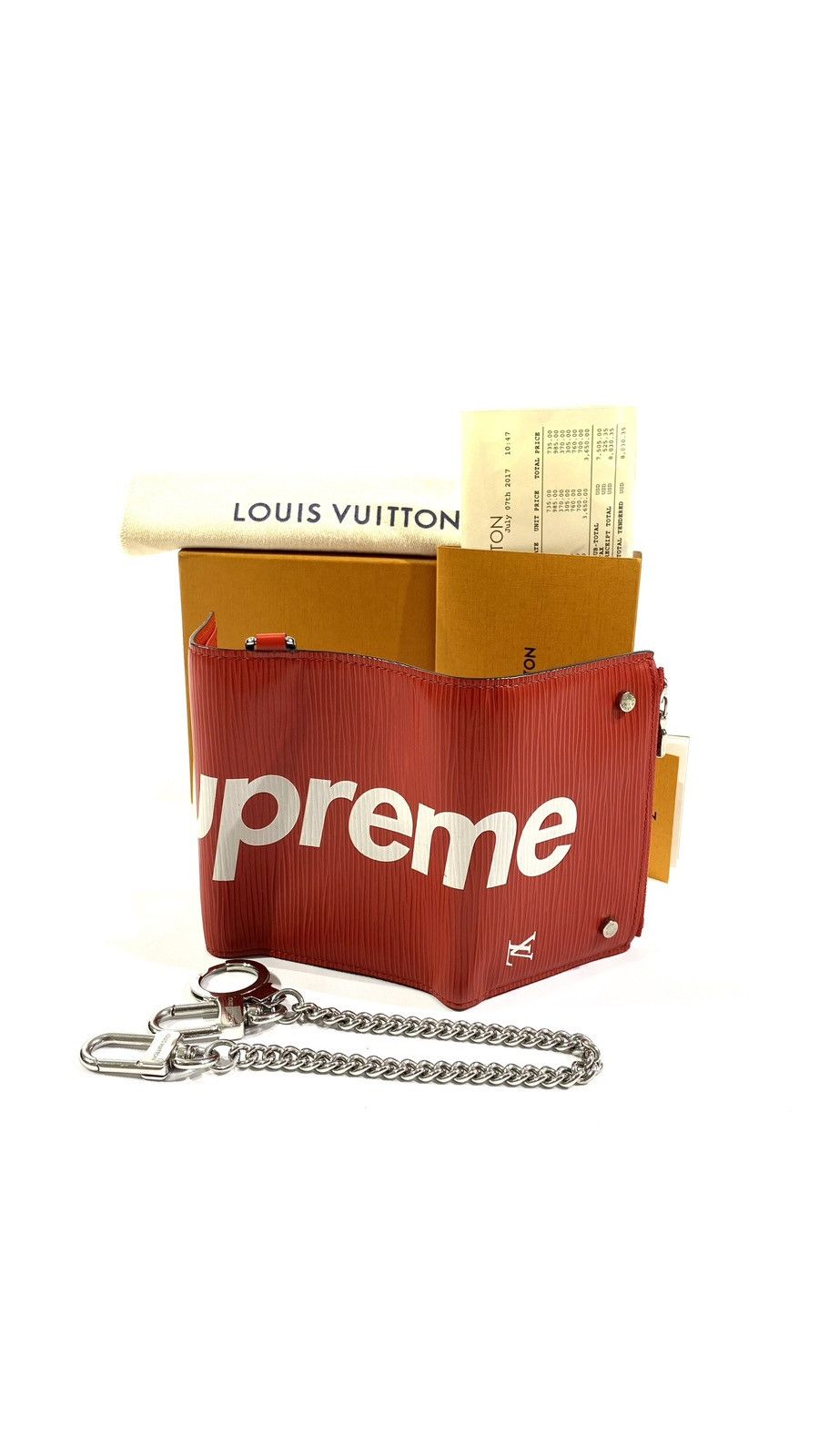 Louis Vuitton × Supreme Louis Vuitton X SUPREME Chain Wallet Red EPI Leather Size ONE SIZE - 2 Thumbnail