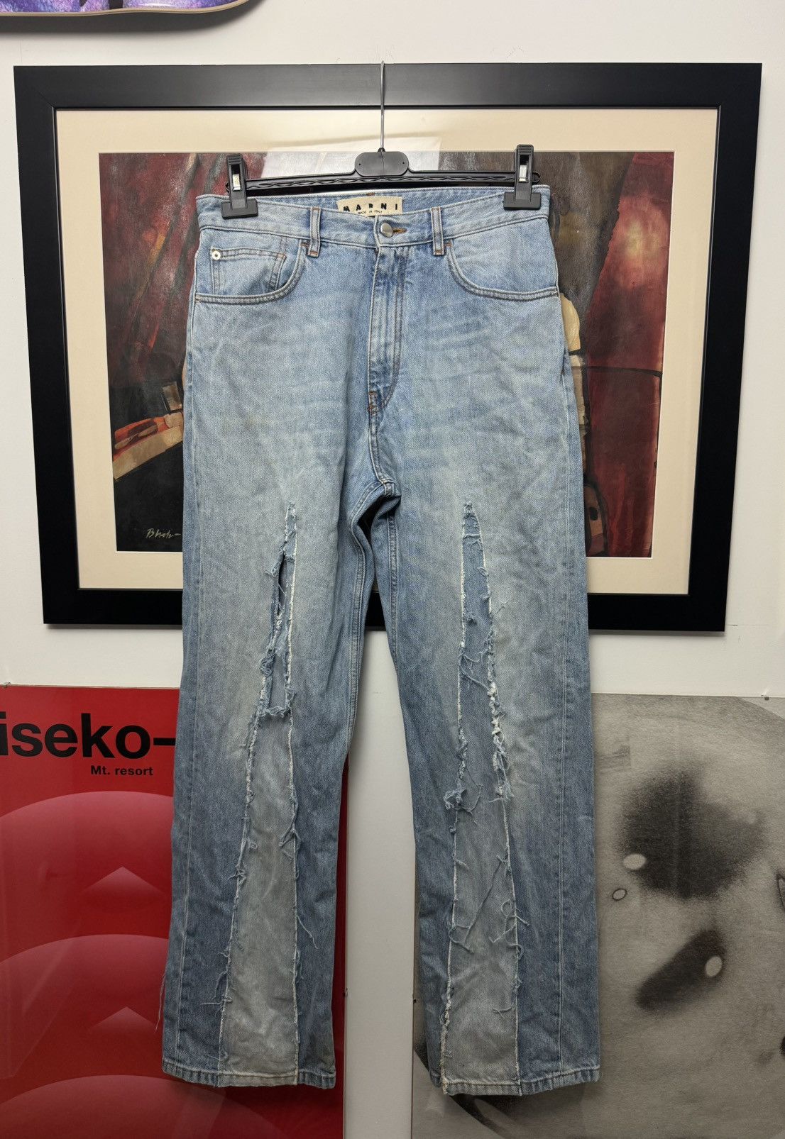 Marni Marni Designer Pantalone Uomo Washed Distressed Denim Jeans Size US 33 - 1 Thumbnail